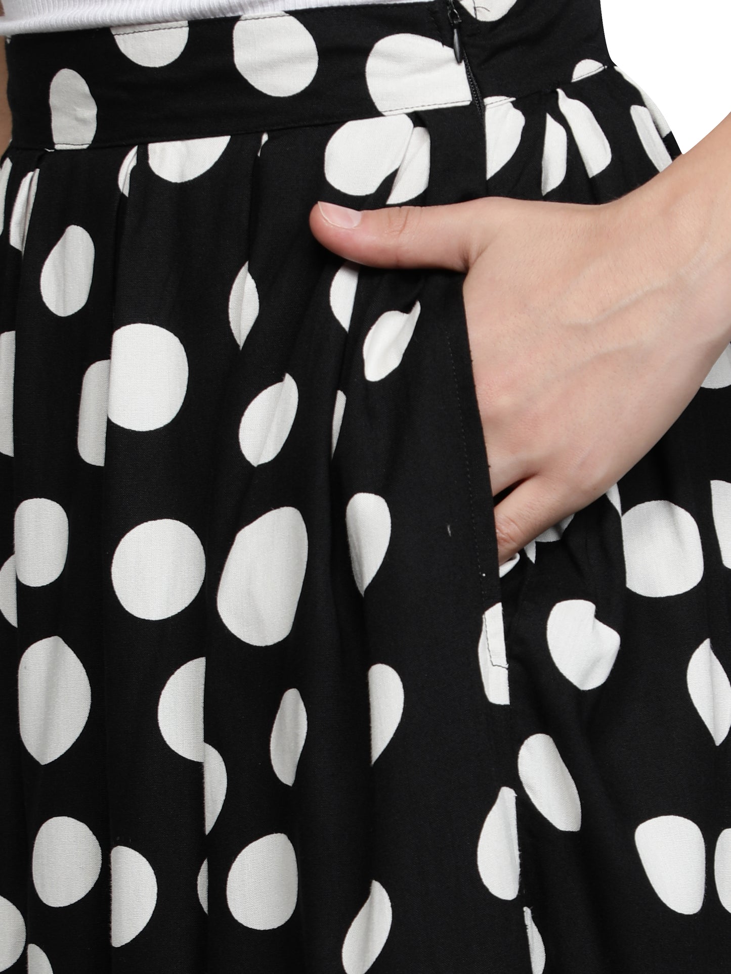 Women Polka Print A-line Black, White Skirt freeshipping - NUEVOSDAMAS