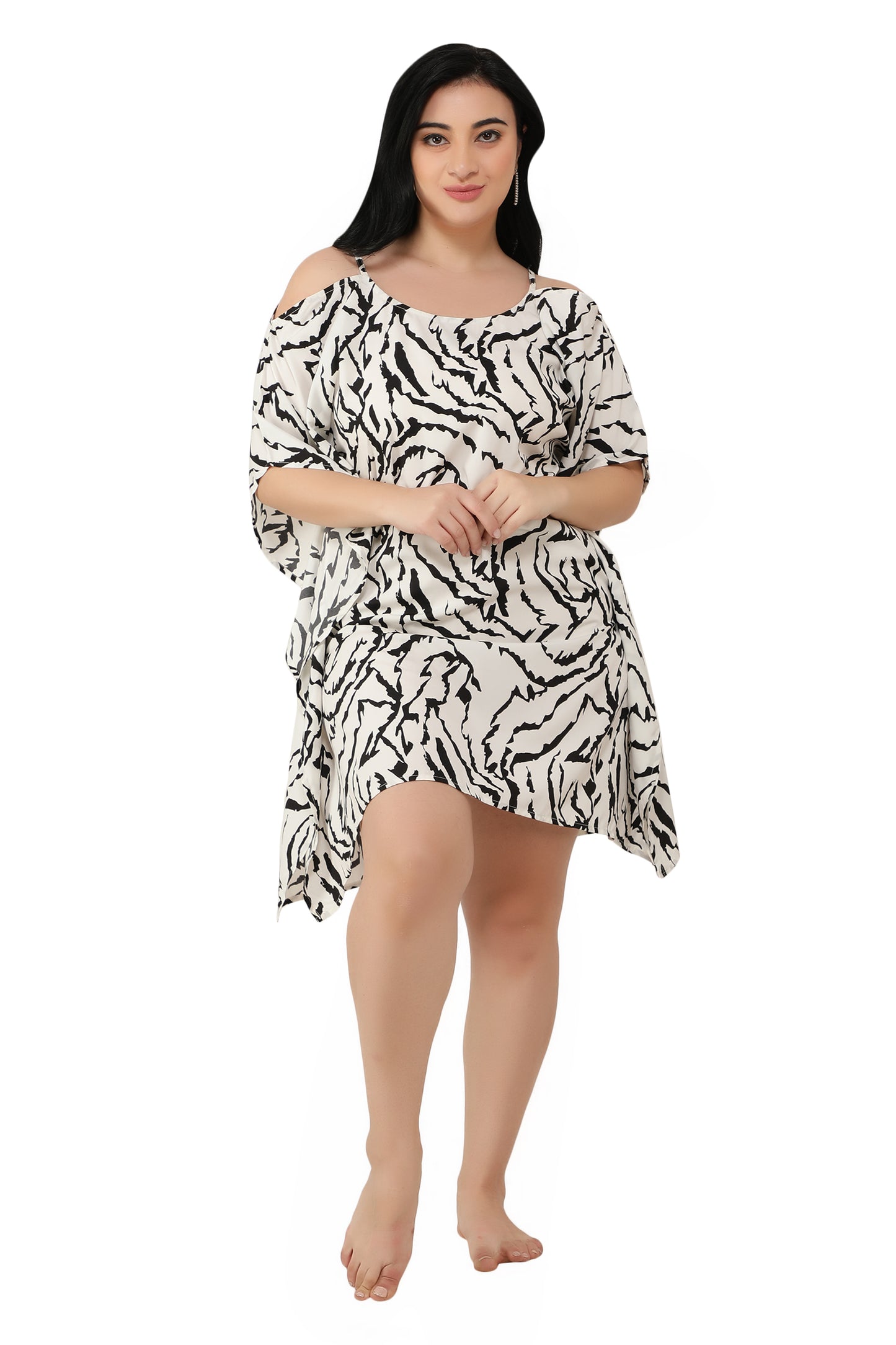 NUEVOSDAMAS Women Crepe Zebra Printed Kaftan