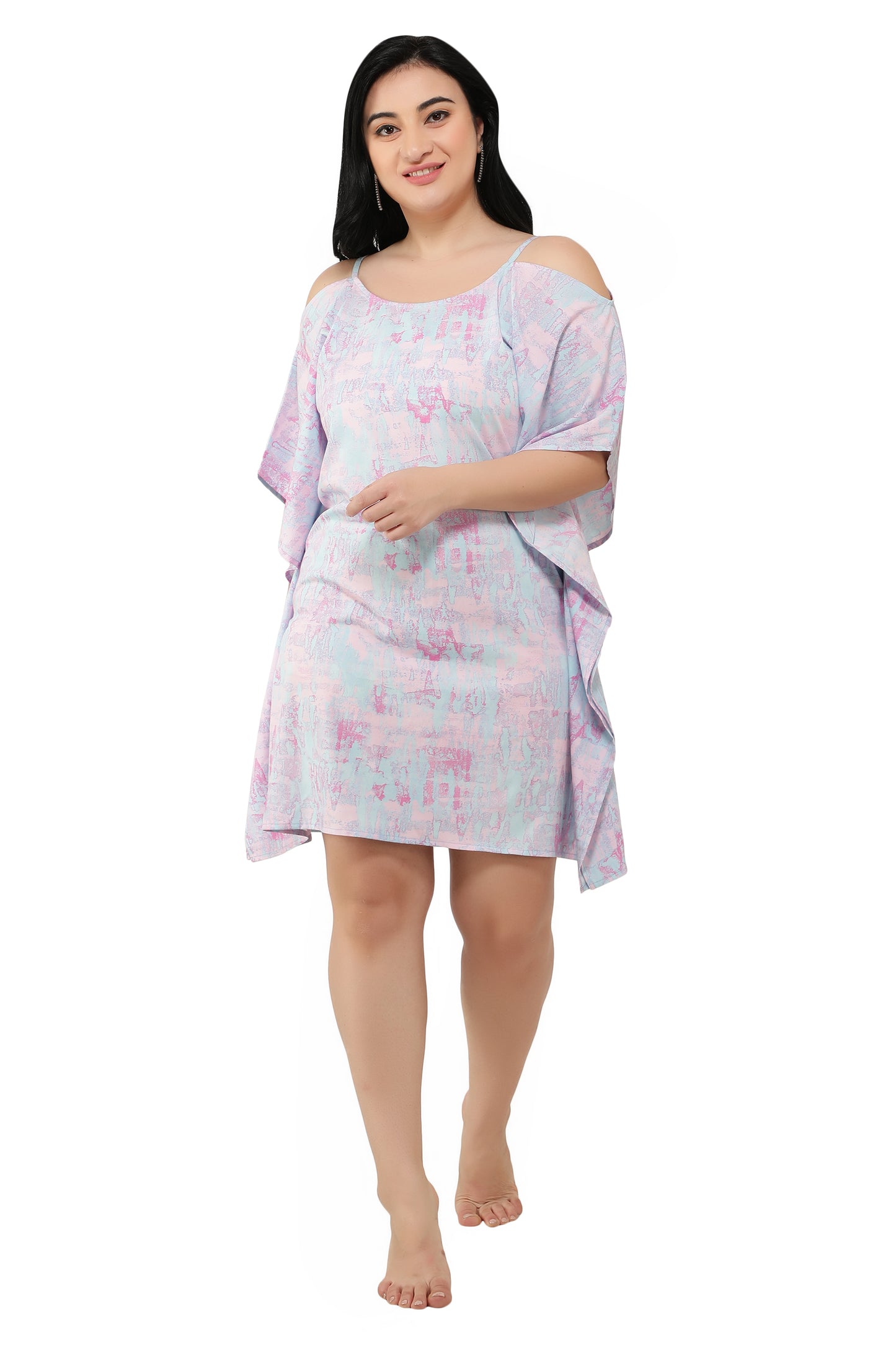 NUEVOSDAMAS Women Crepe Marble Printed Kaftan