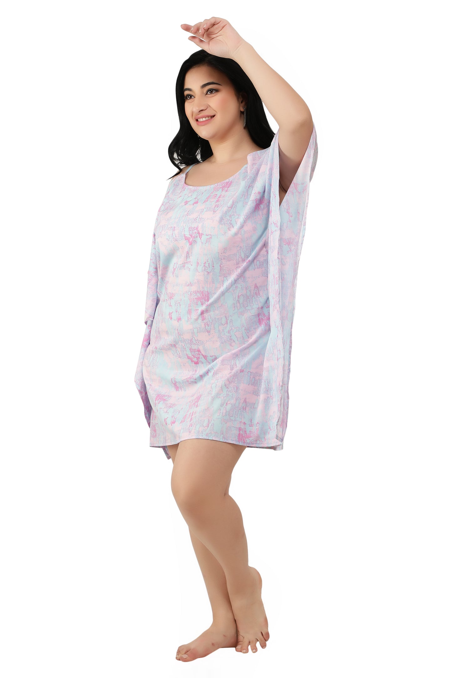 NUEVOSDAMAS Women Crepe Marble Printed Kaftan