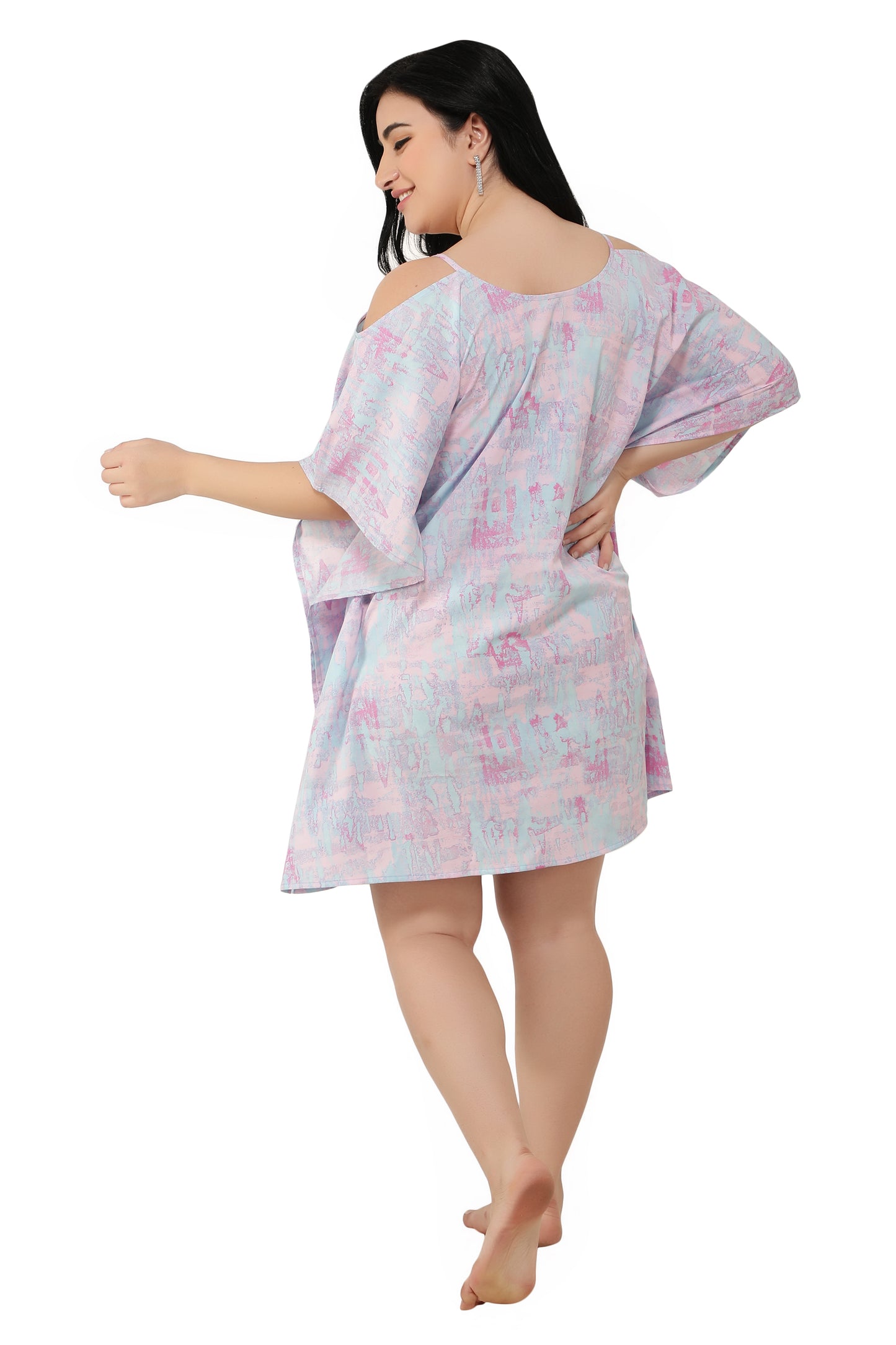 NUEVOSDAMAS Women Crepe Marble Printed Kaftan
