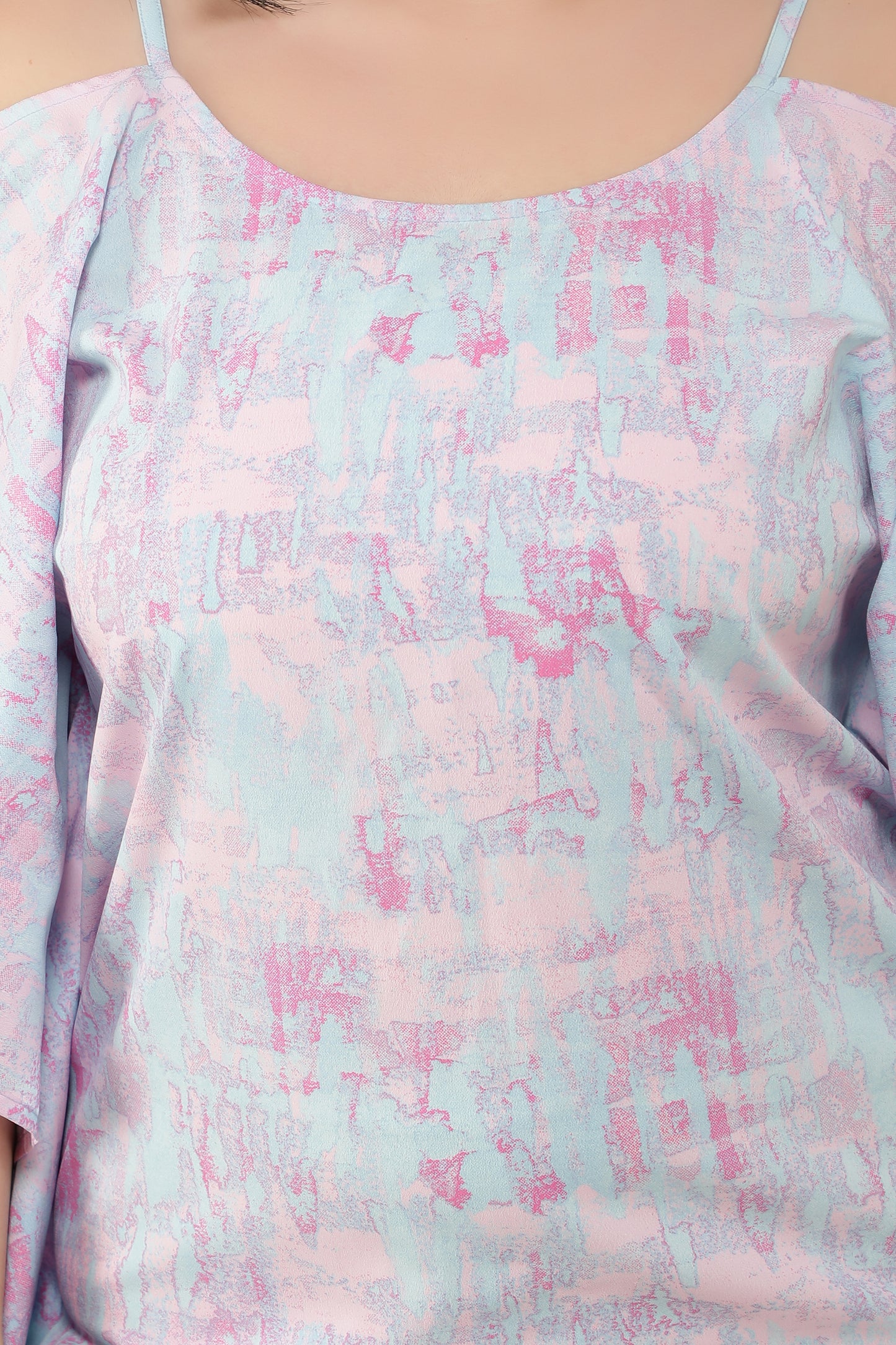 NUEVOSDAMAS Women Crepe Marble Printed Kaftan