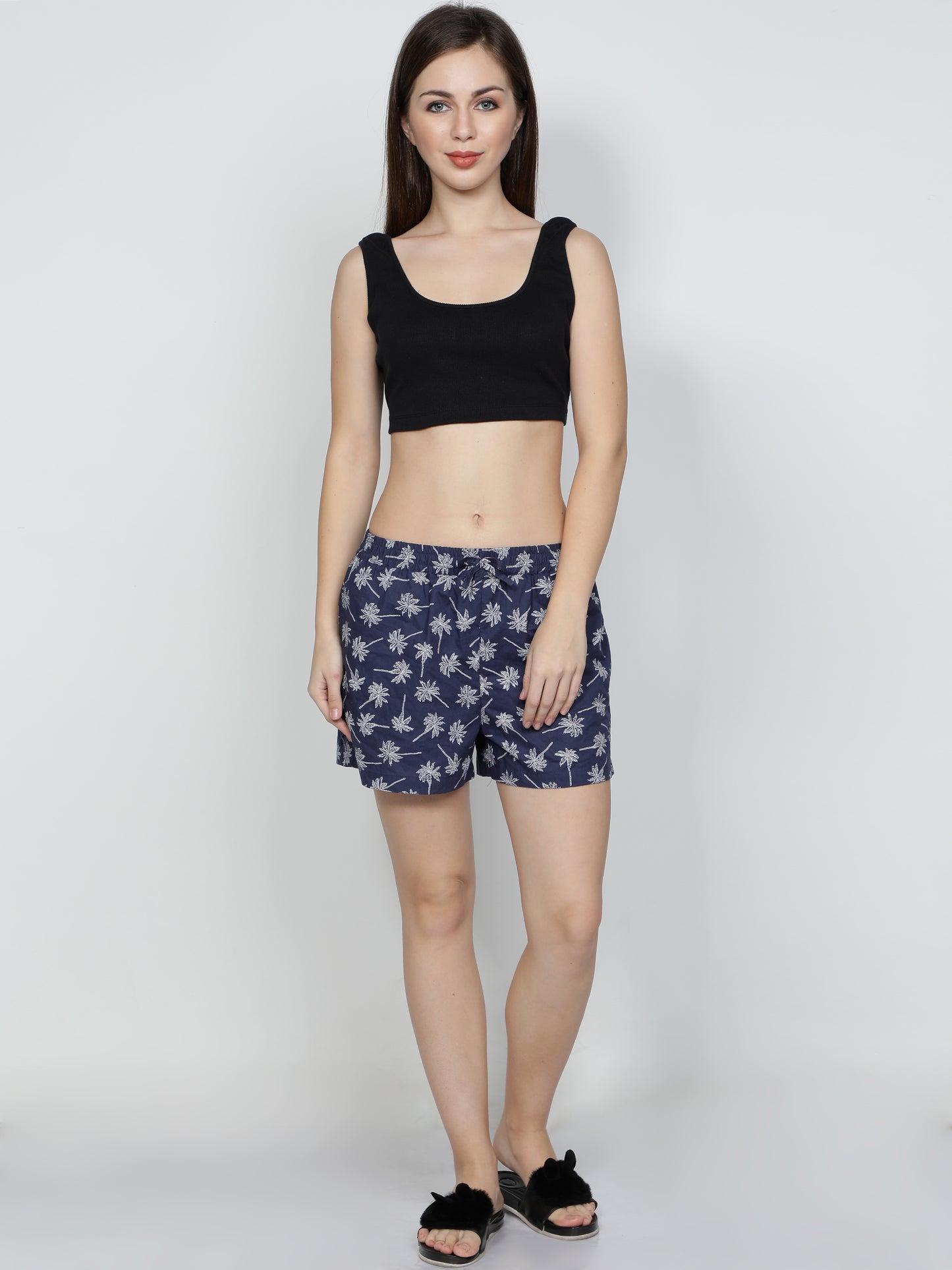 Floral Print Women Blue Boxer Shorts freeshipping - NUEVOSDAMAS