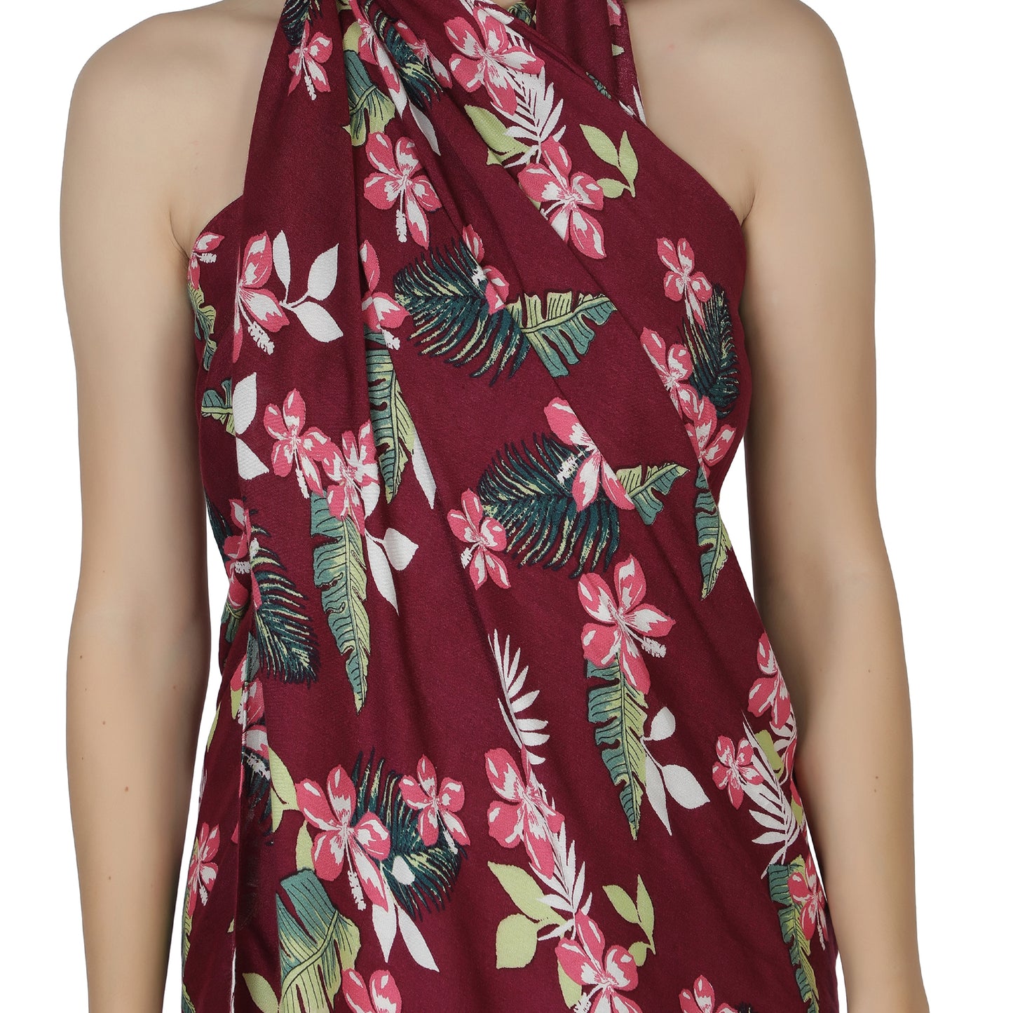 NUEVOSDAMAS Rayon Floral Printed Sarong Maroon