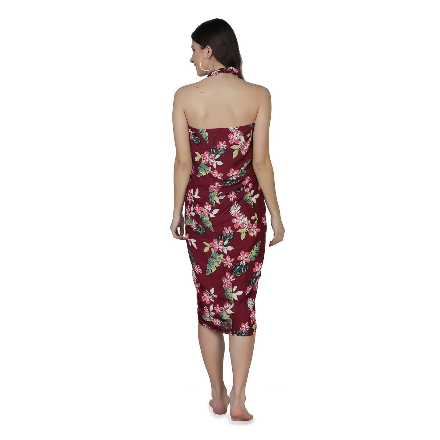 NUEVOSDAMAS Rayon Floral Printed Sarong Maroon