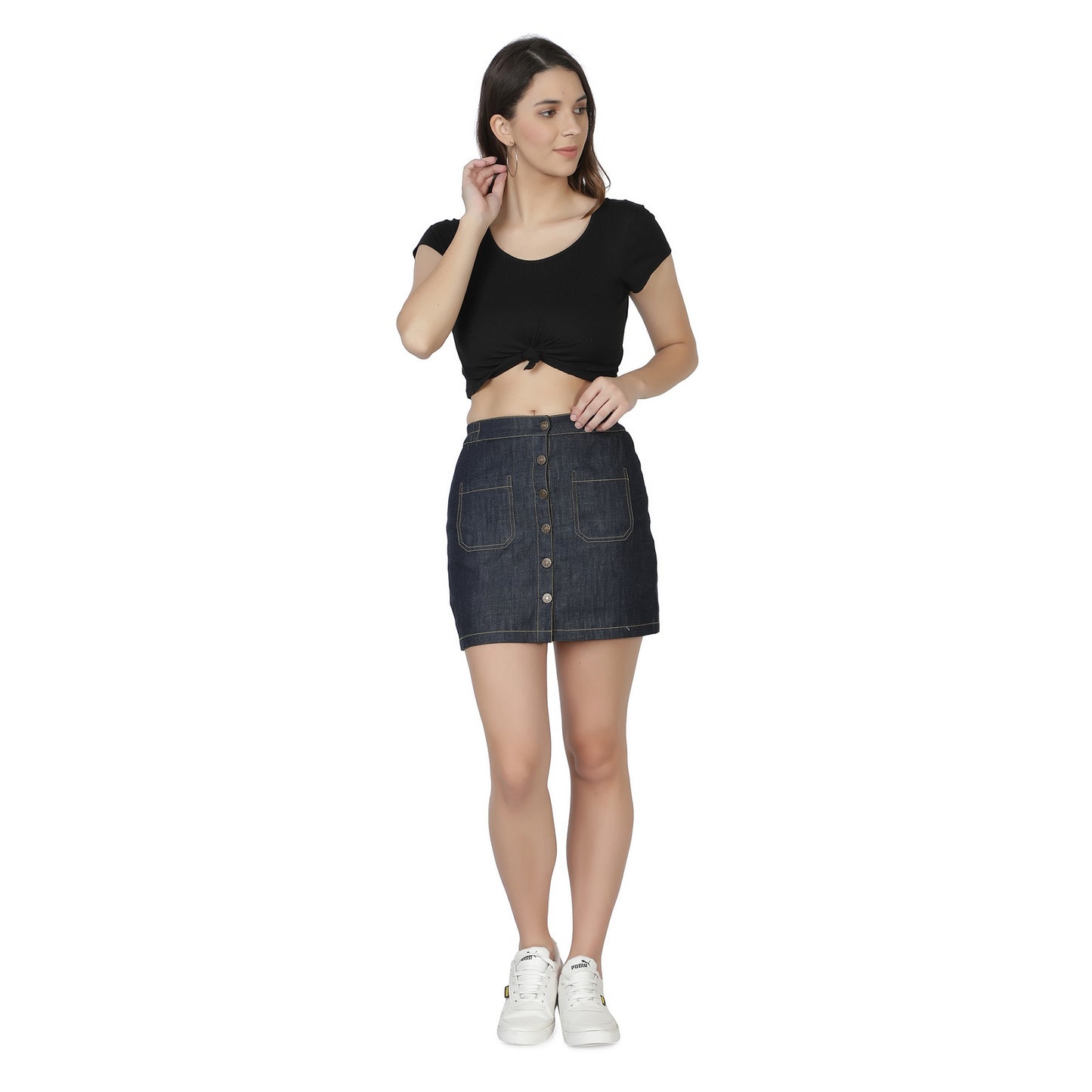Women Straight Dark Blue Skirt