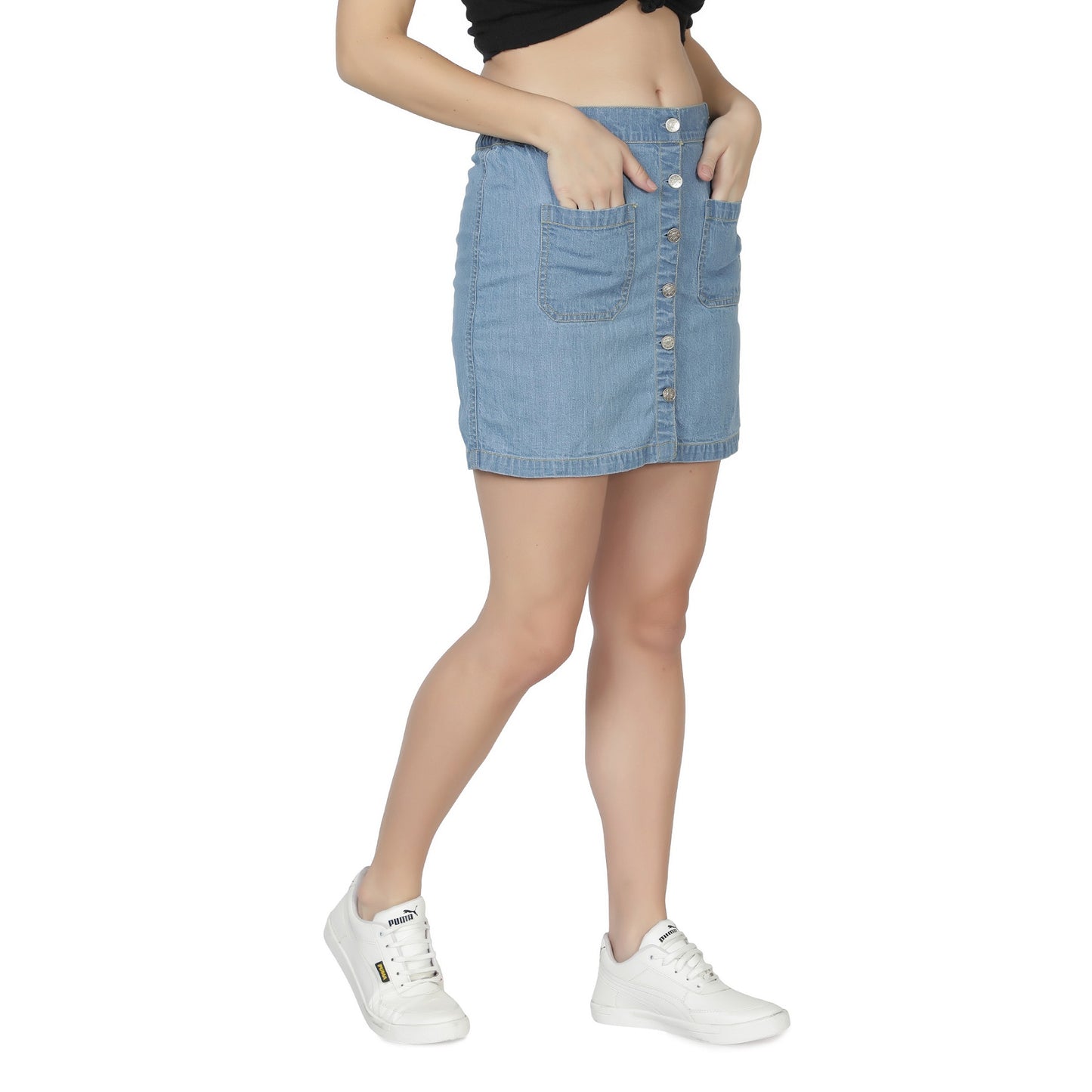 Women Straight Light Blue Skirt