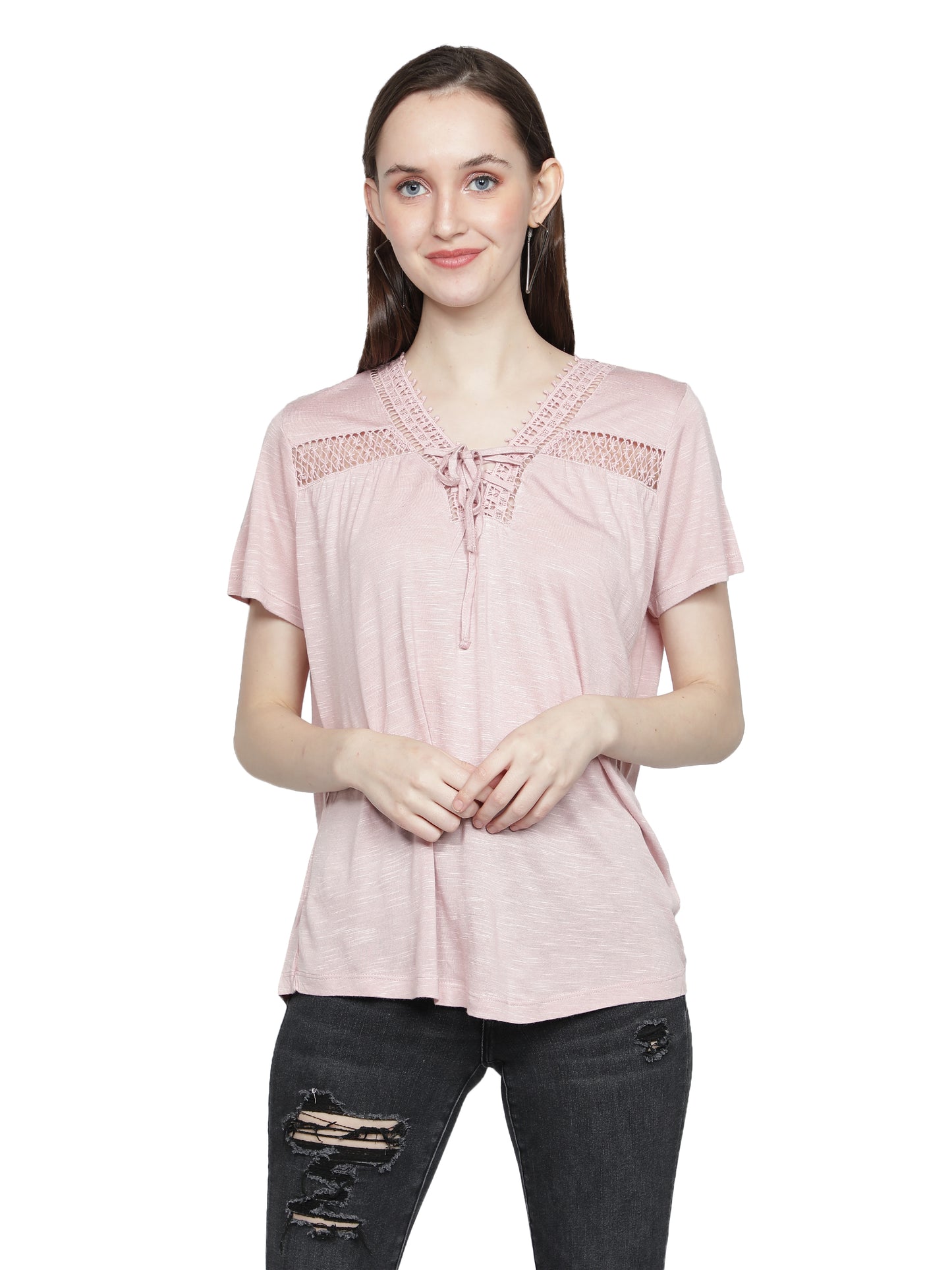 Casual Regular Sleeves Solid Women Pink Top freeshipping - NUEVOSDAMAS