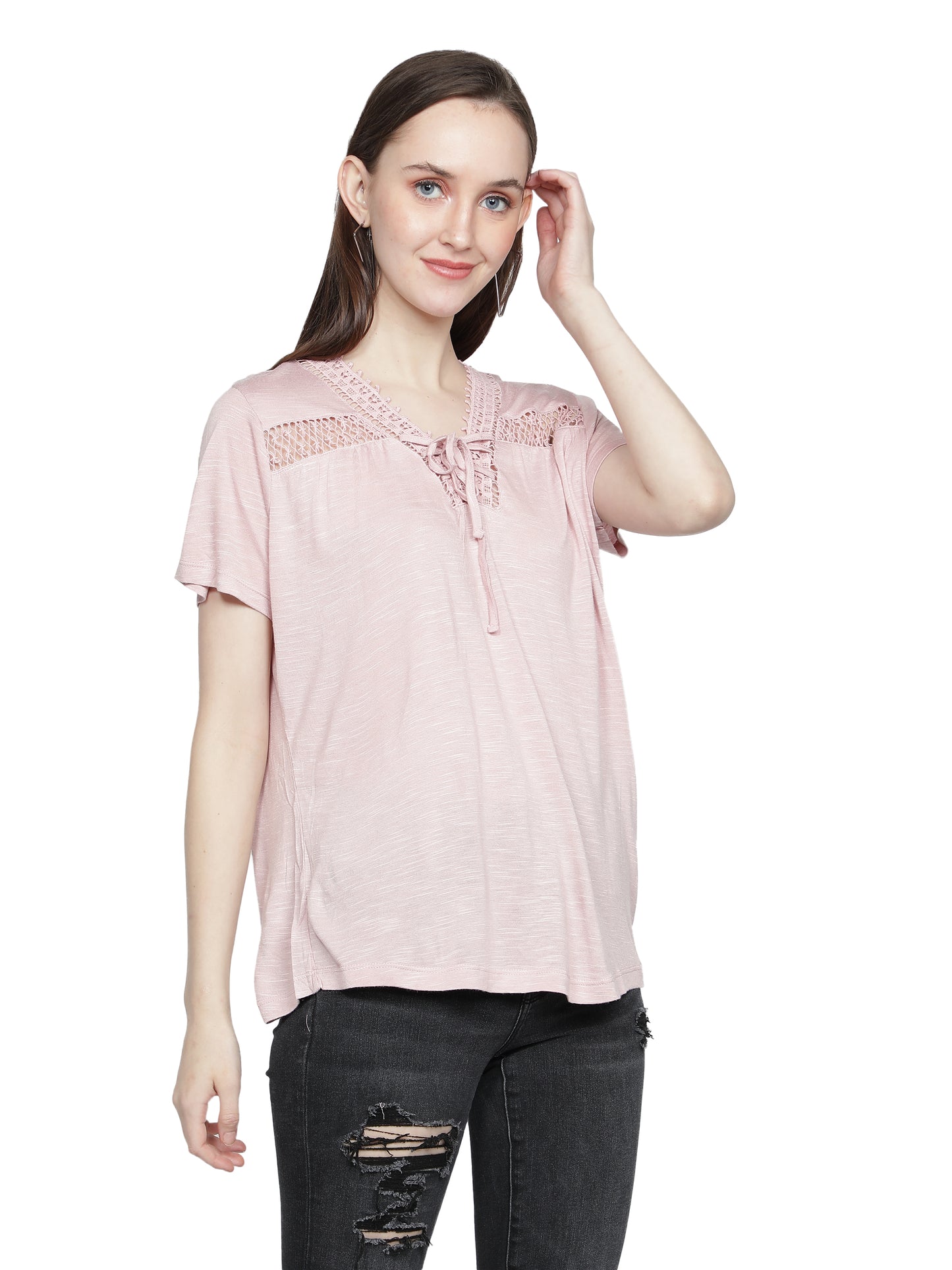 Casual Regular Sleeves Solid Women Pink Top freeshipping - NUEVOSDAMAS