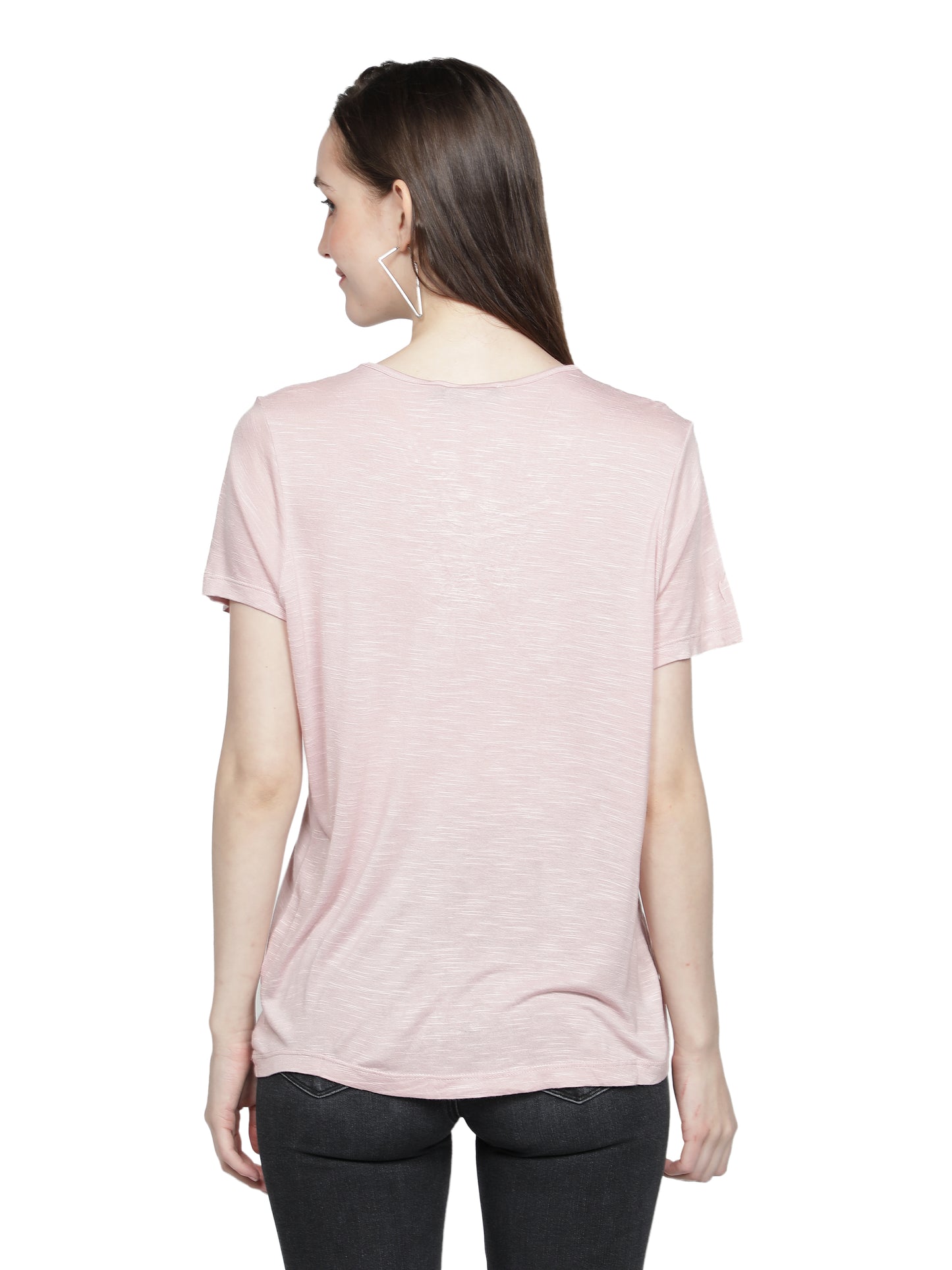 Casual Regular Sleeves Solid Women Pink Top freeshipping - NUEVOSDAMAS