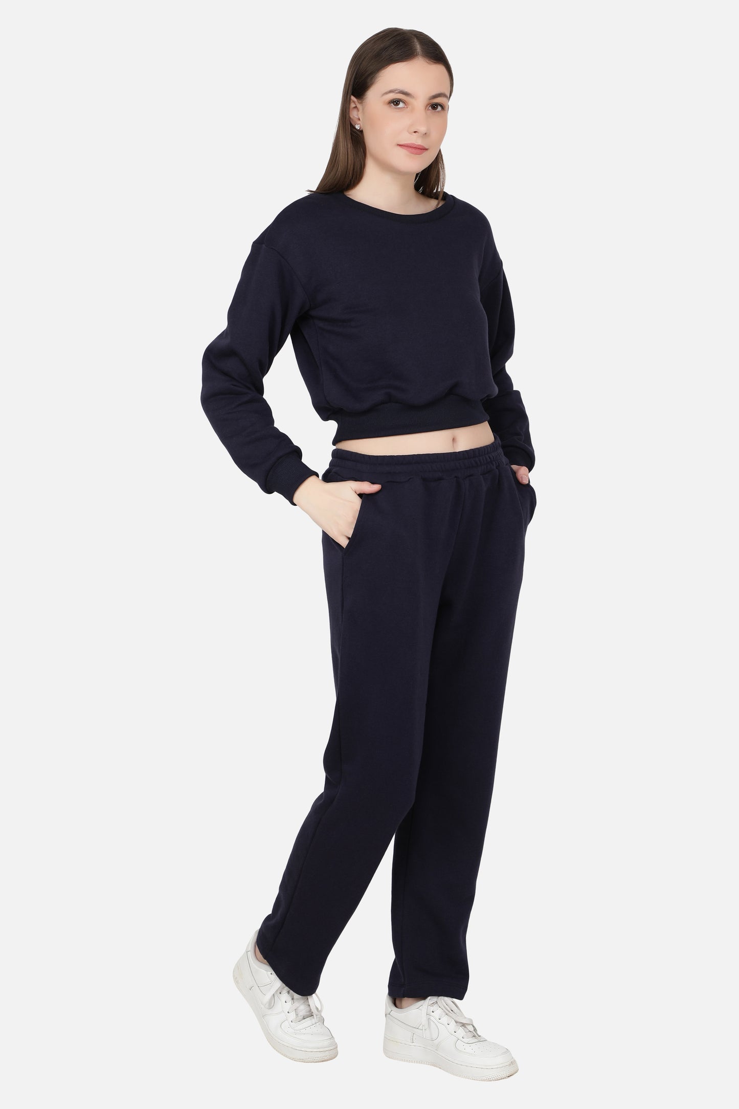 NUEVOSDAMAS Women Blue Full Sleeves Tracksuit