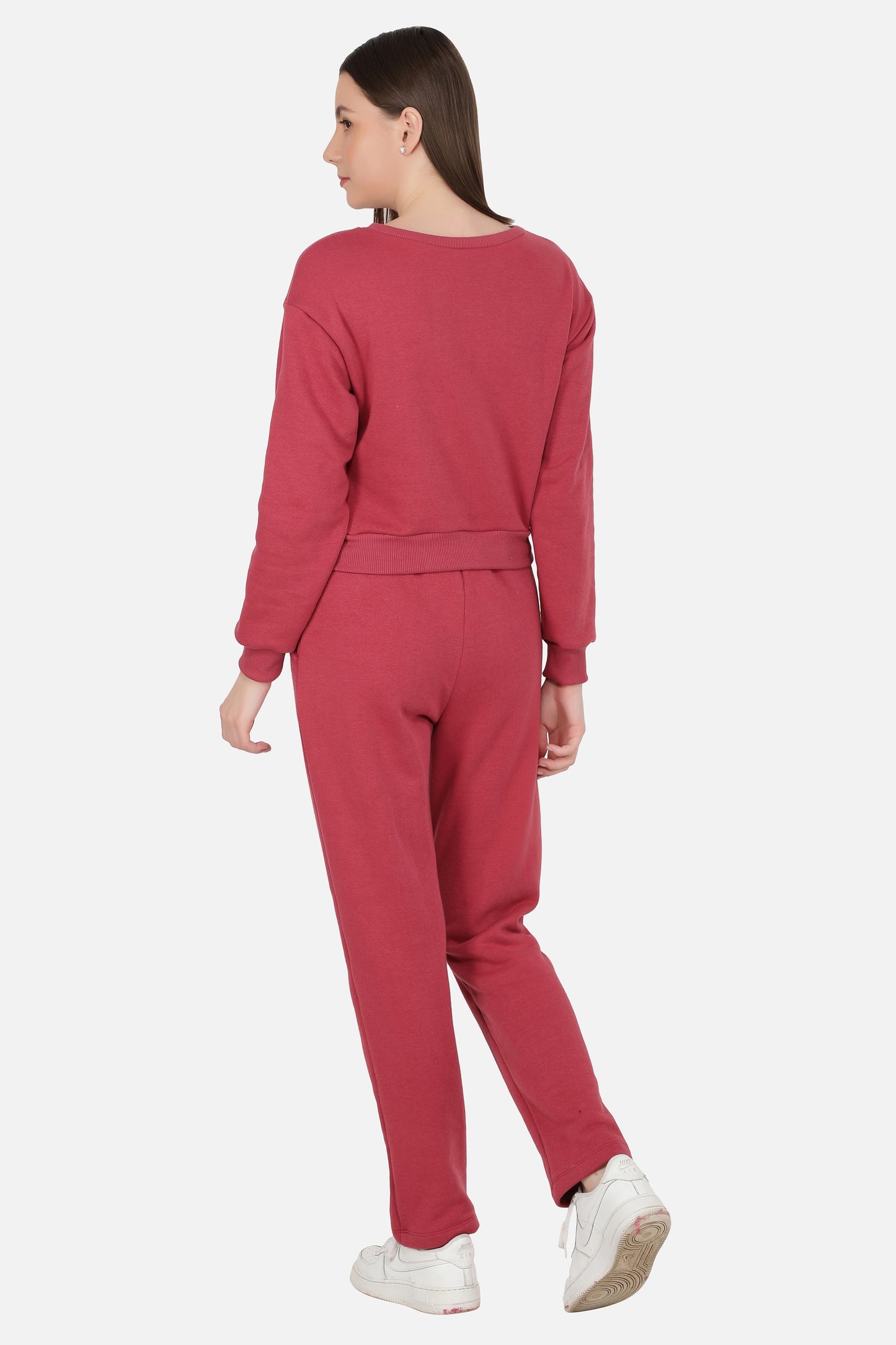 NUEVOSDAMAS Women RED Full Sleeves Tracksuit