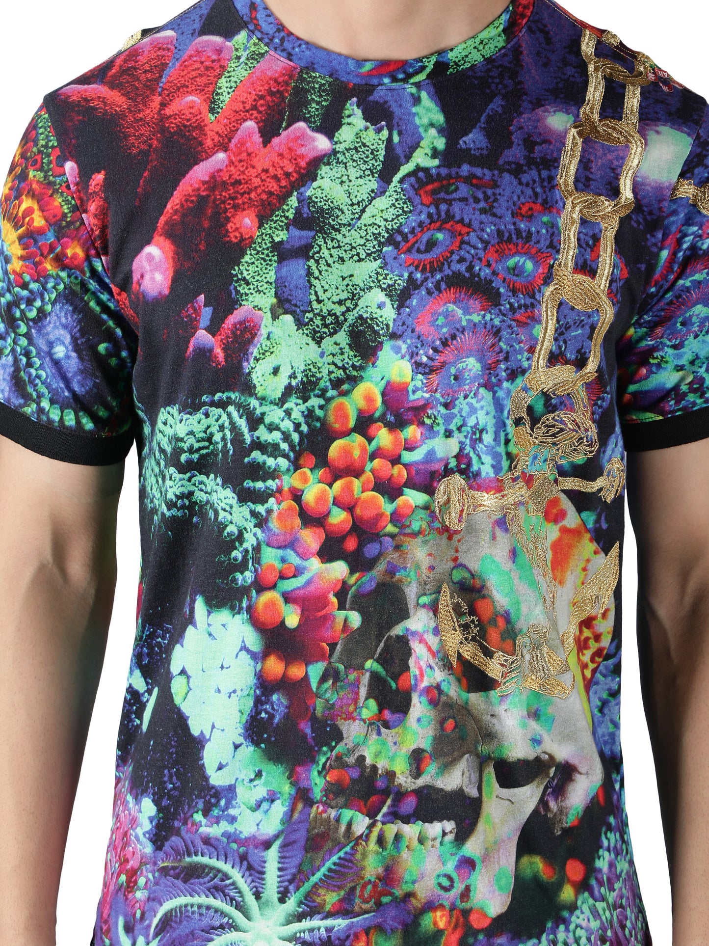 NUEVOSPORTA Men's Cotton Graphic Printed Multi T-Shirt