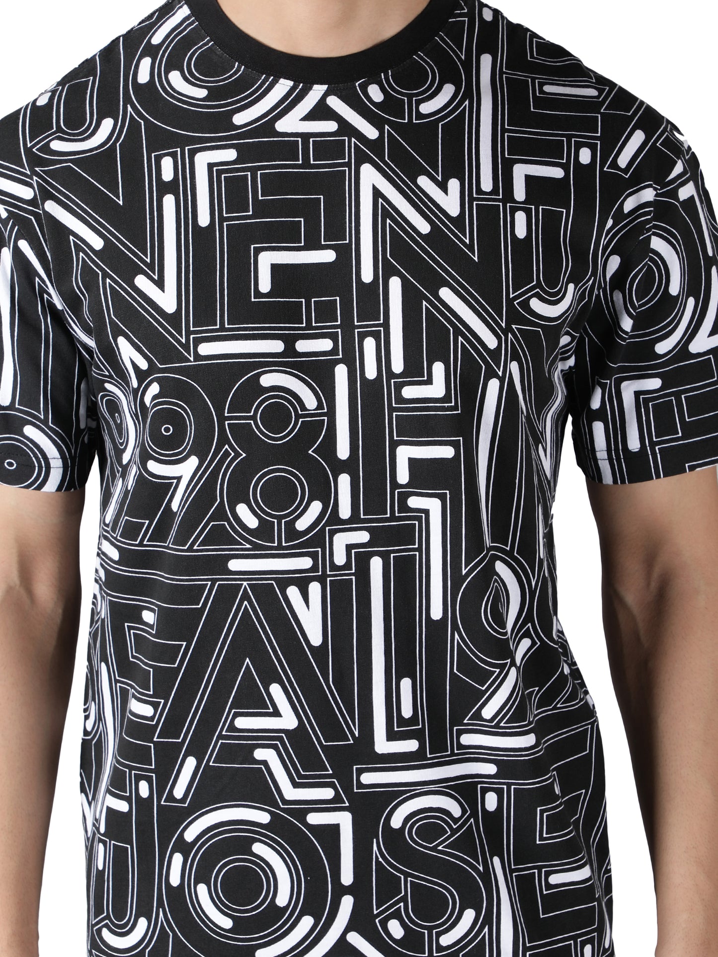 NUEVOSPORTA Men's Cotton Graphic Printed Black T-Shirt
