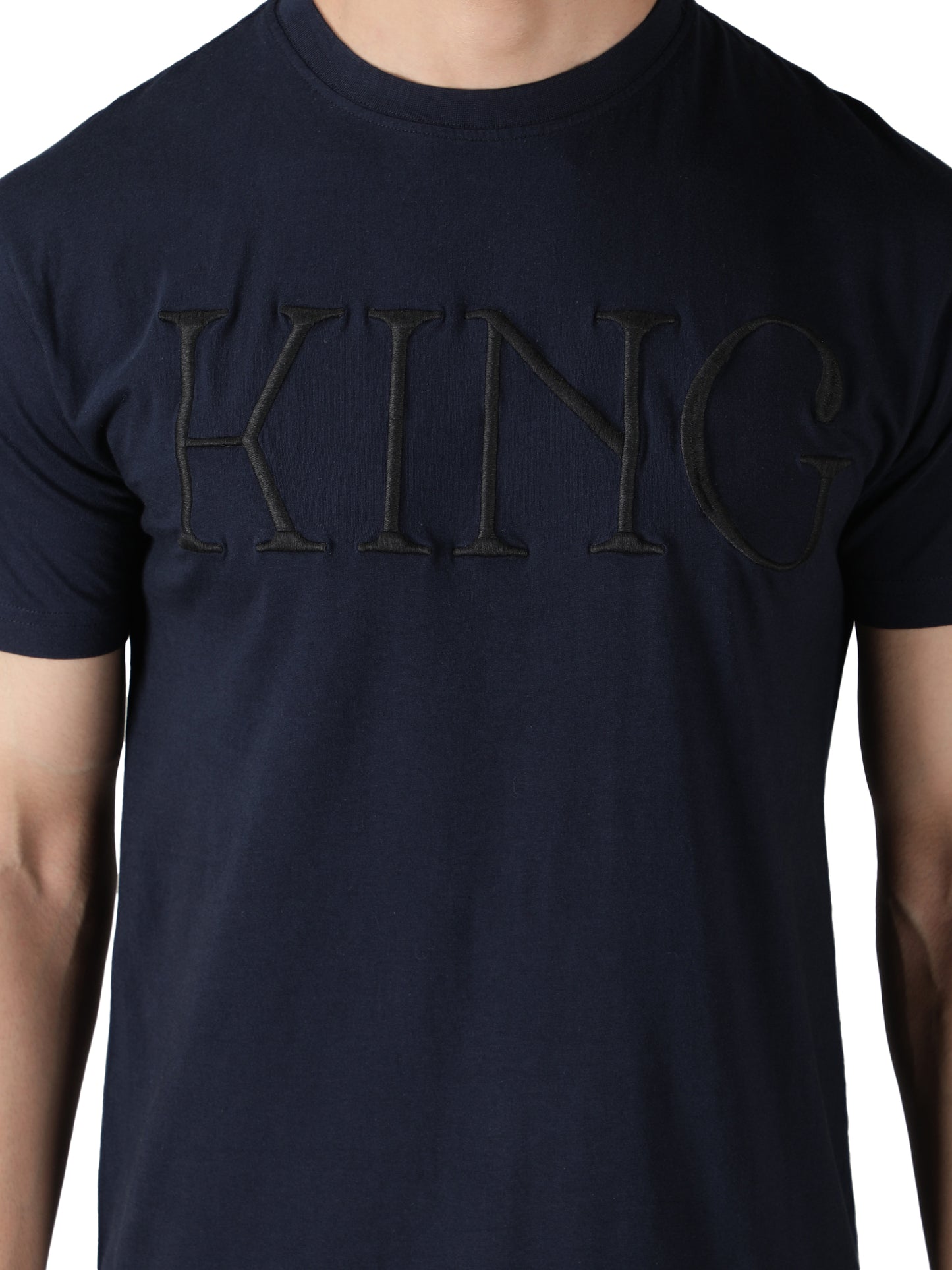 NUEVOSPORTA Men's Cotton Graphic Printed Blue T-Shirt