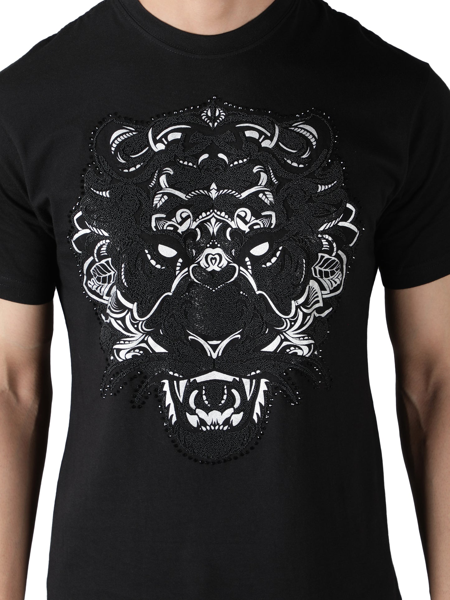 NUEVOSPORTA Men's Cotton Graphic Printed Black T-Shirt