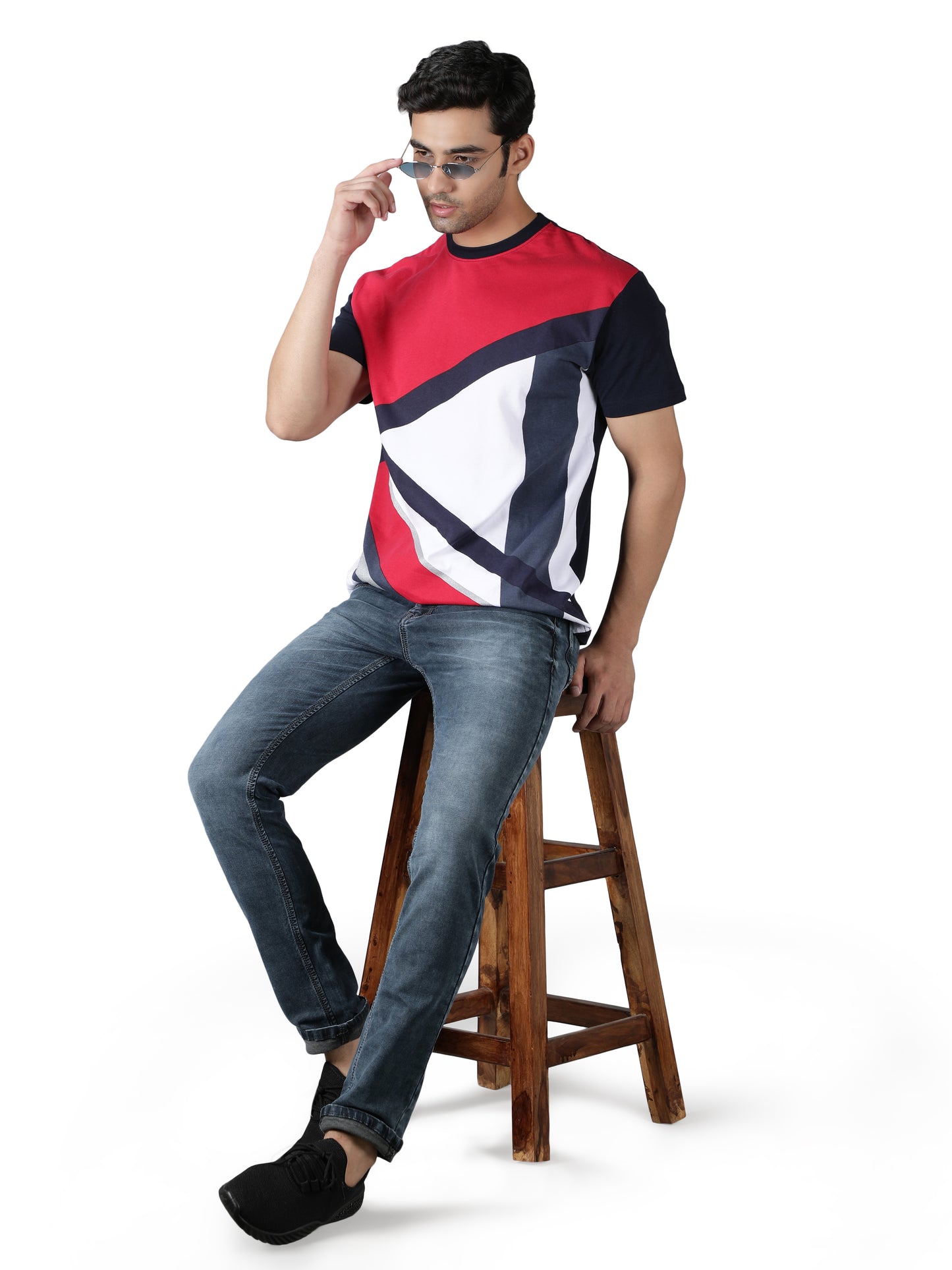 NUEVOSPORTA Men's Cotton Graphic Printed Red T-Shirt