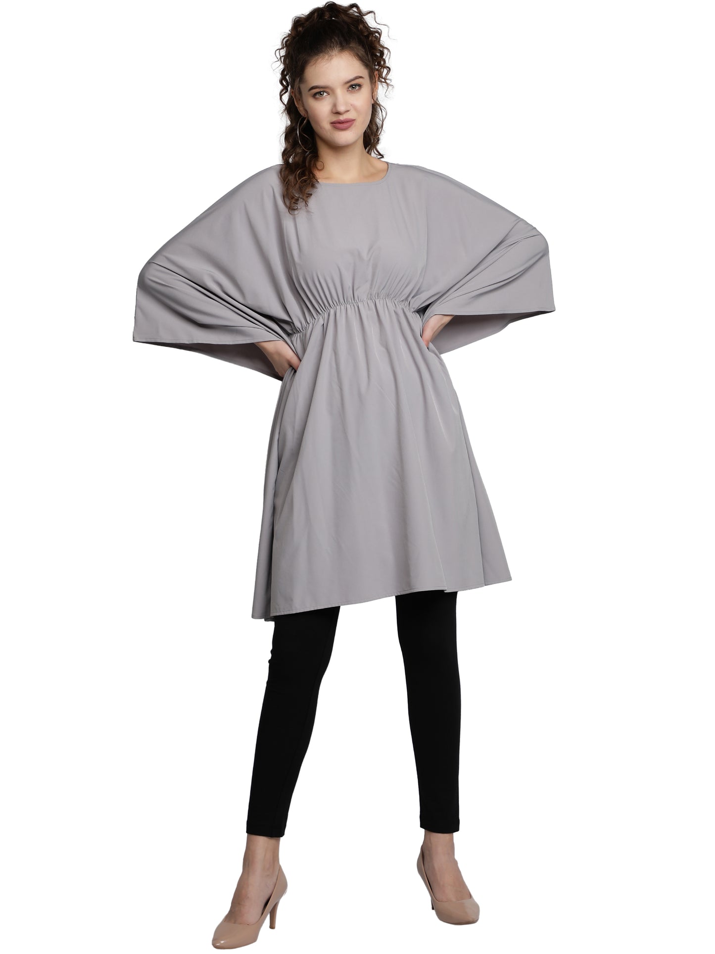 Solid Gray Poly Crepe Women Kaftan freeshipping - NUEVOSDAMAS