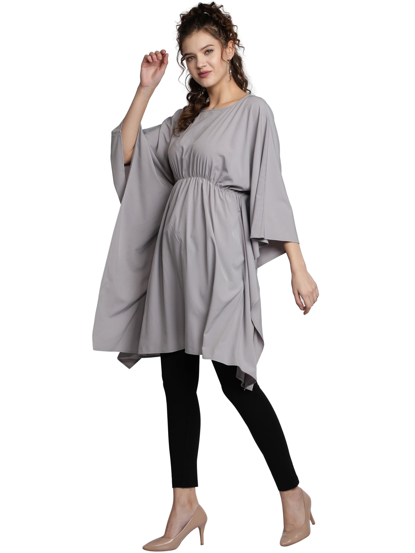 NUEVOSDAMAS American Crepe Solid Grey Kaftans