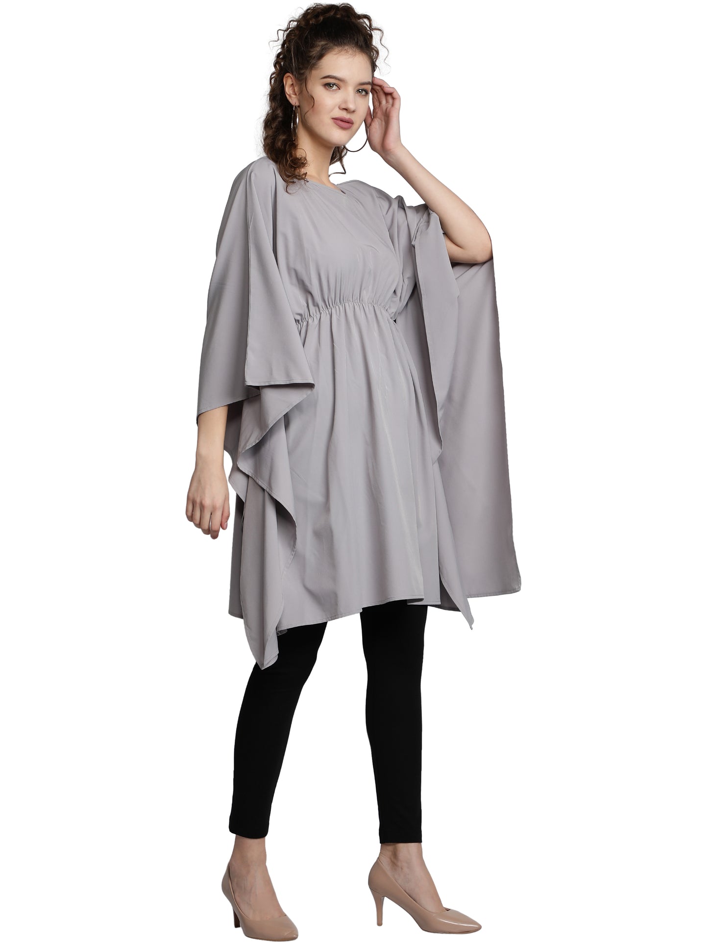 NUEVOSDAMAS American Crepe Solid Grey Kaftans
