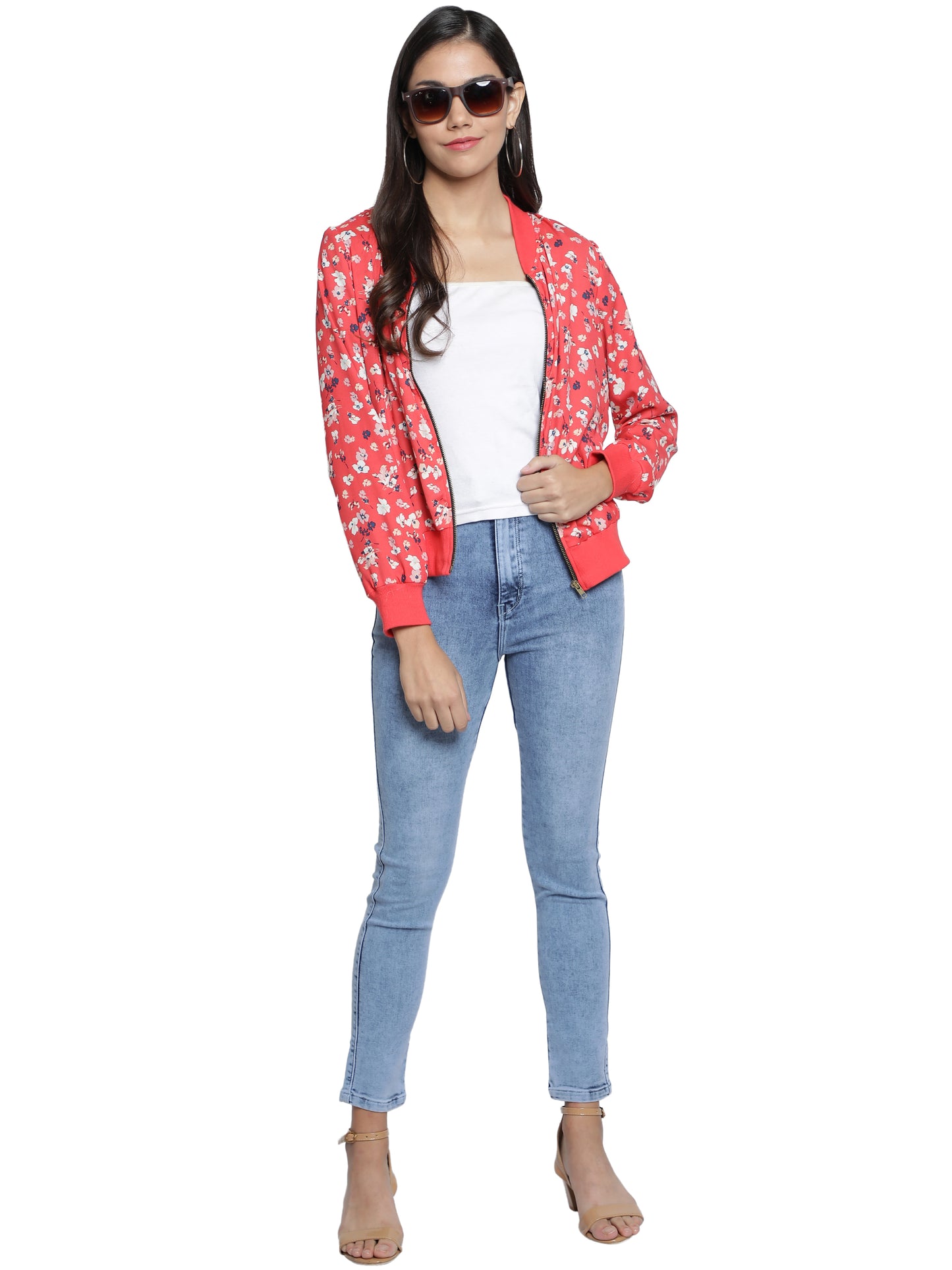 Full Sleeve Floral Print Women Bomber Jacket freeshipping - NUEVOSDAMAS