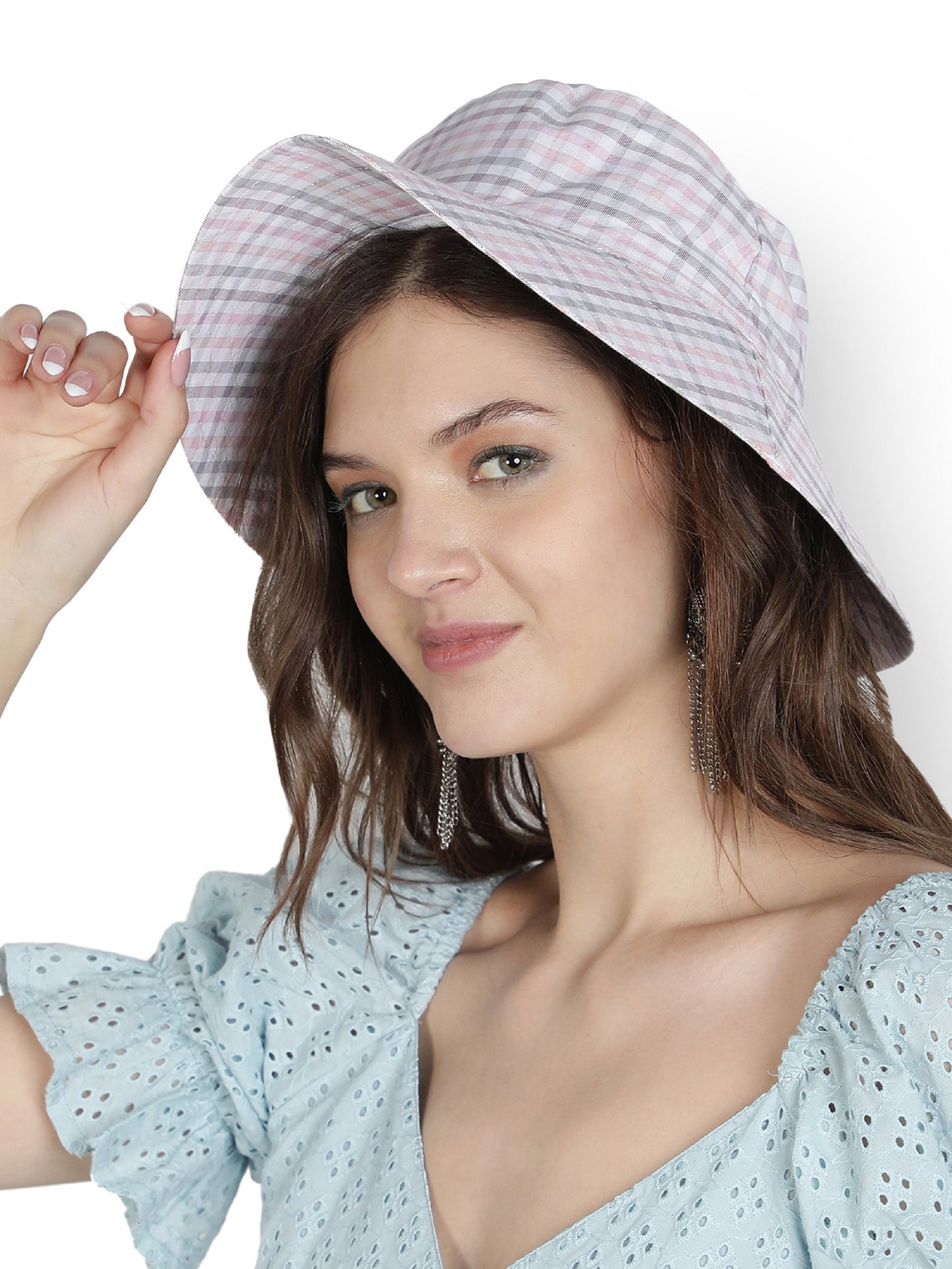 NUEVOSDAMAS Women Crepe Checkered Printed Hat