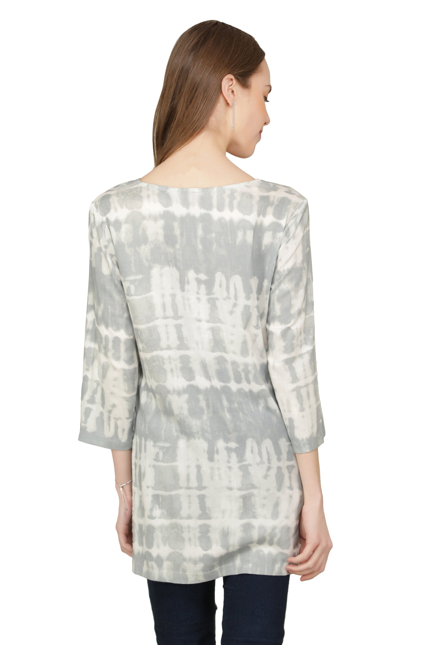 NUEVOSDAMAS Women Rayon Printed Grey Kurta