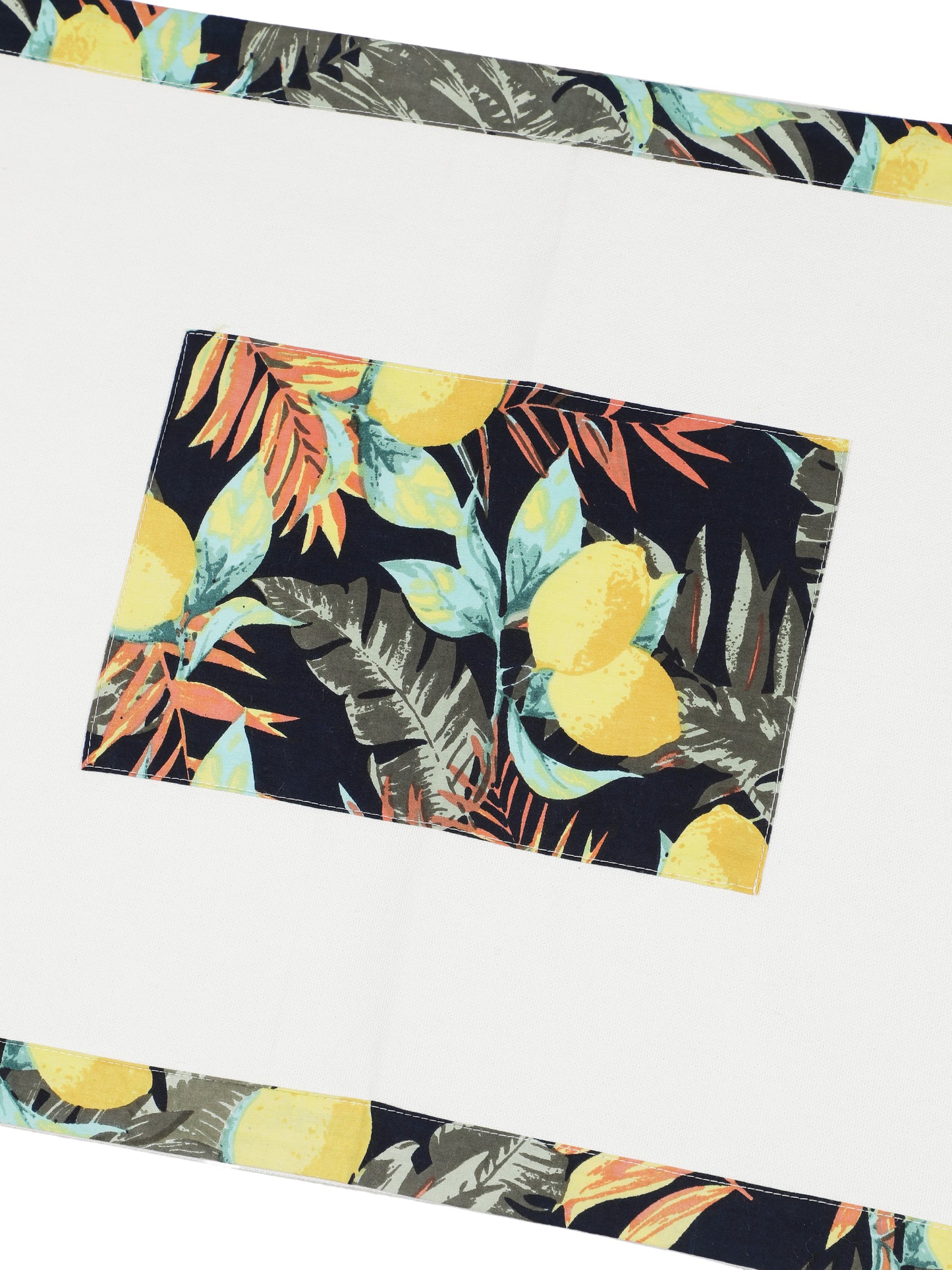 NUEVOSGHAR Printed Patch Work Table Runner With Placemats -7 Pcs Set_Ivory/Multi