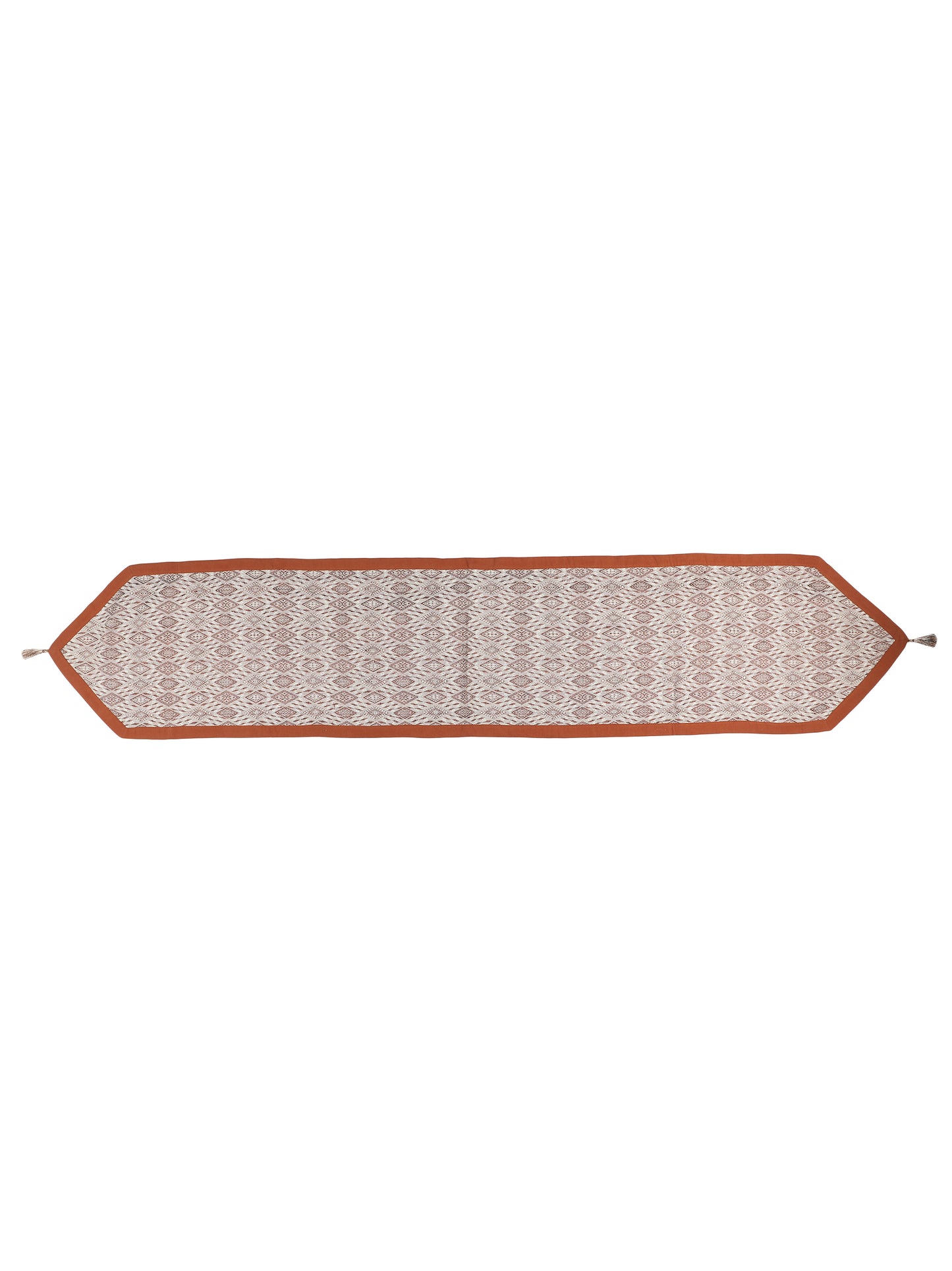 Heat Resistant Cotton Table Runner with Placmats Set (Pack of 7- 1 Runner and 6 placemats)-Beige/ Brown