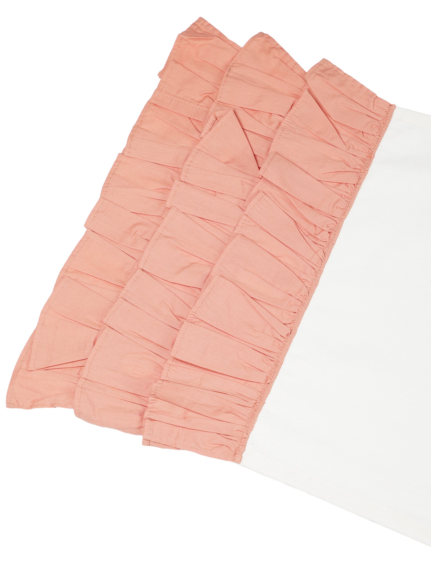 Heat Resistant Cotton Table Runner with 3 Layer Ruffle and Placmats Set | Table Runner (Pack of 7) 1 Runner and 6 placemats - Sand Orange/ Ivory