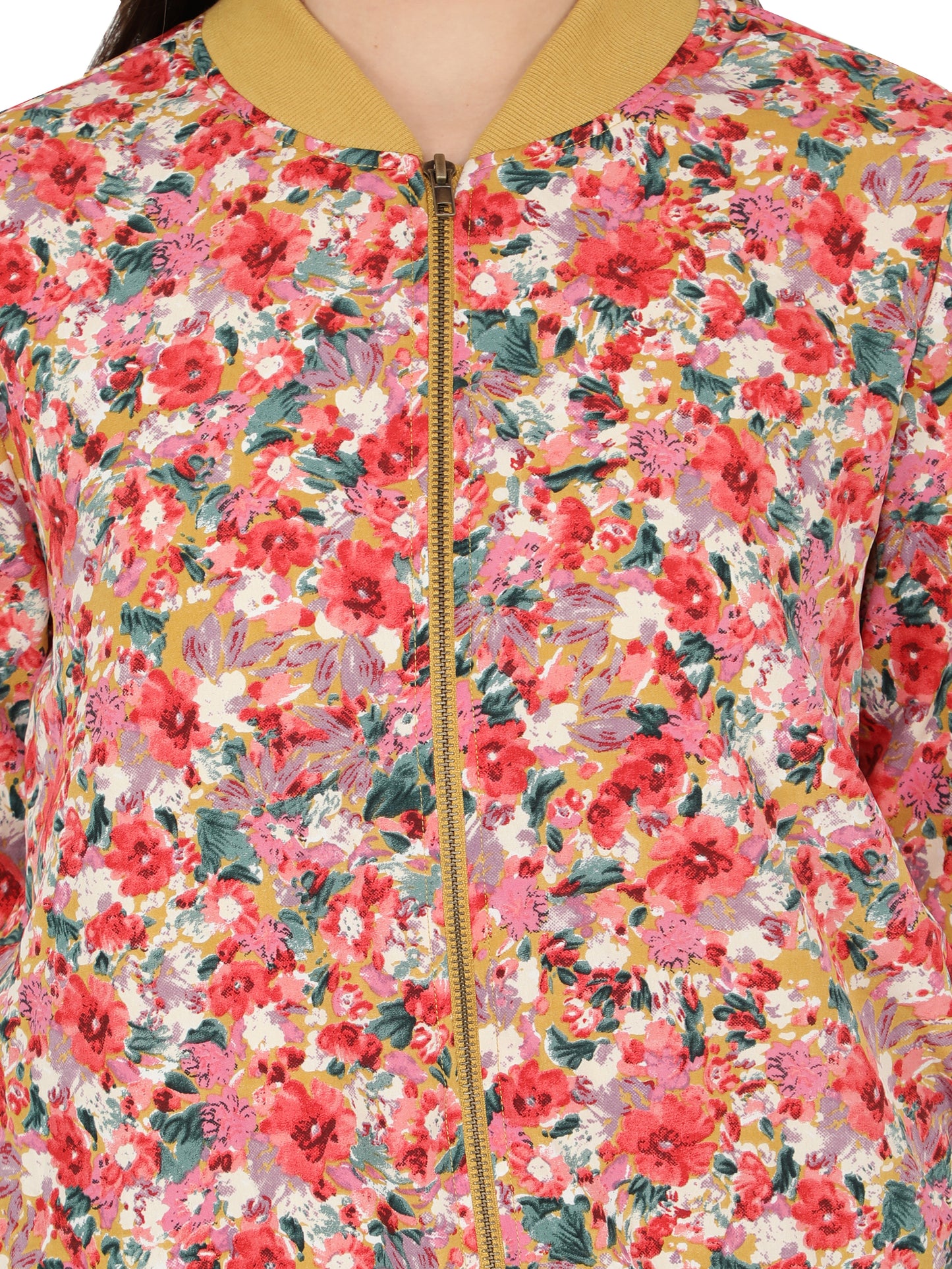 Full Sleeve Floral Print Women Bomber Jacket freeshipping - NUEVOSDAMAS