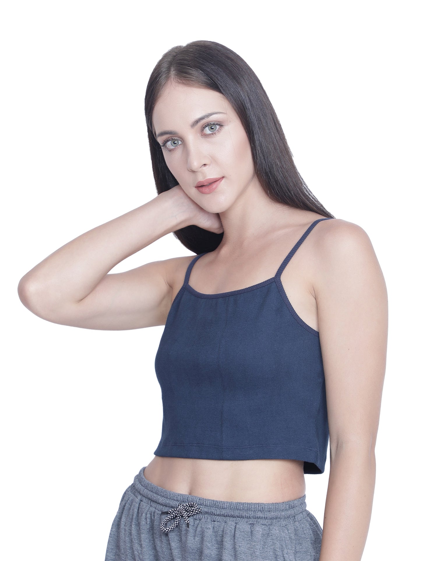 Casual Sleeveless Solid Women Blue Top