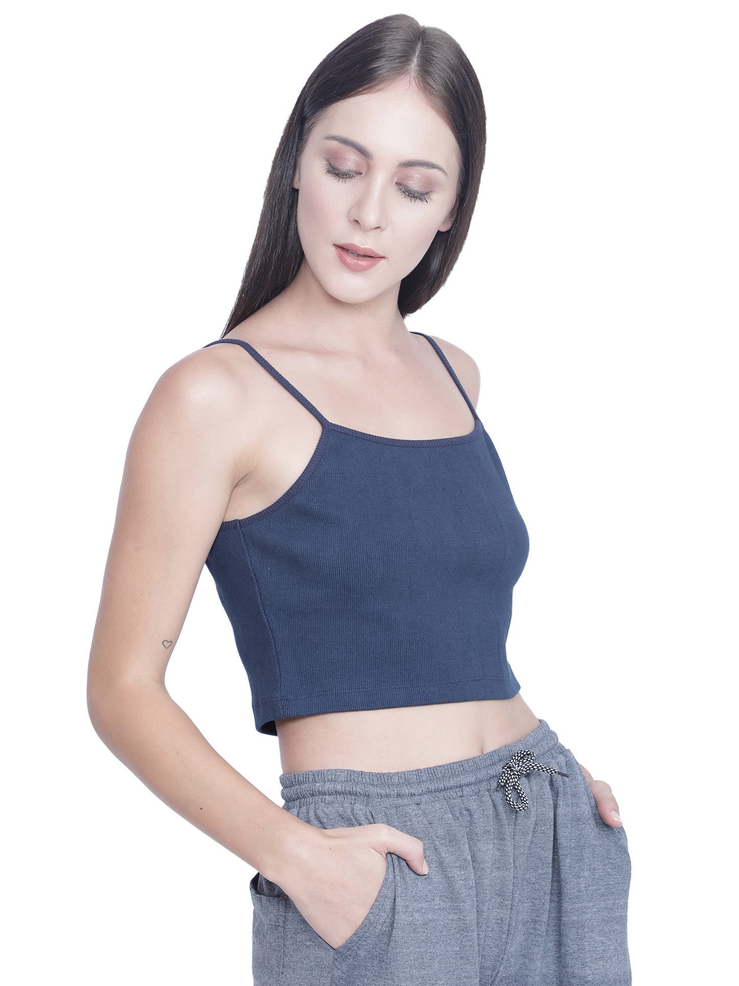 Casual Sleeveless Solid Women Blue Top