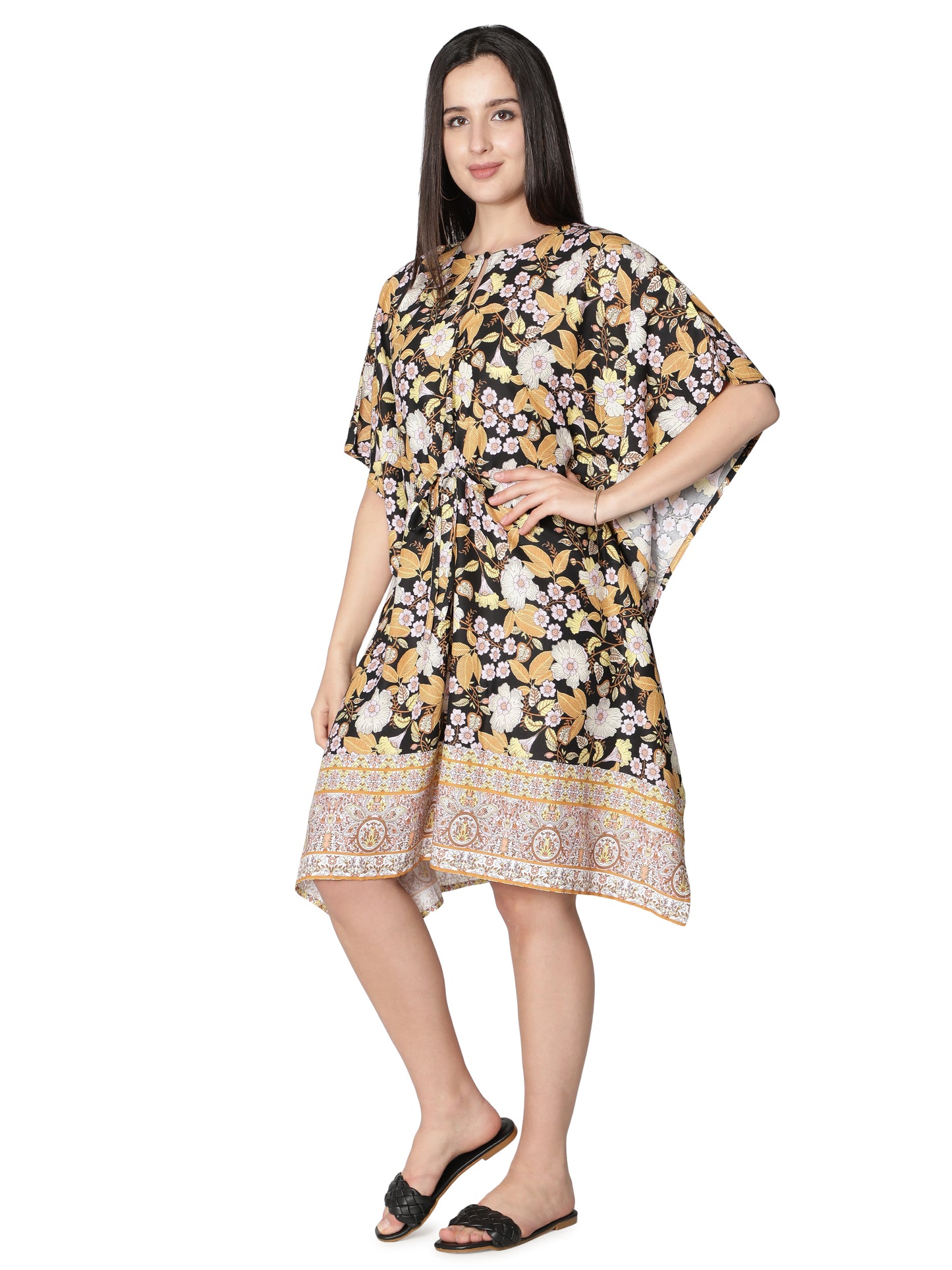 NUEVOSDAMAS Women Rayon Marble Printed Kaftan
