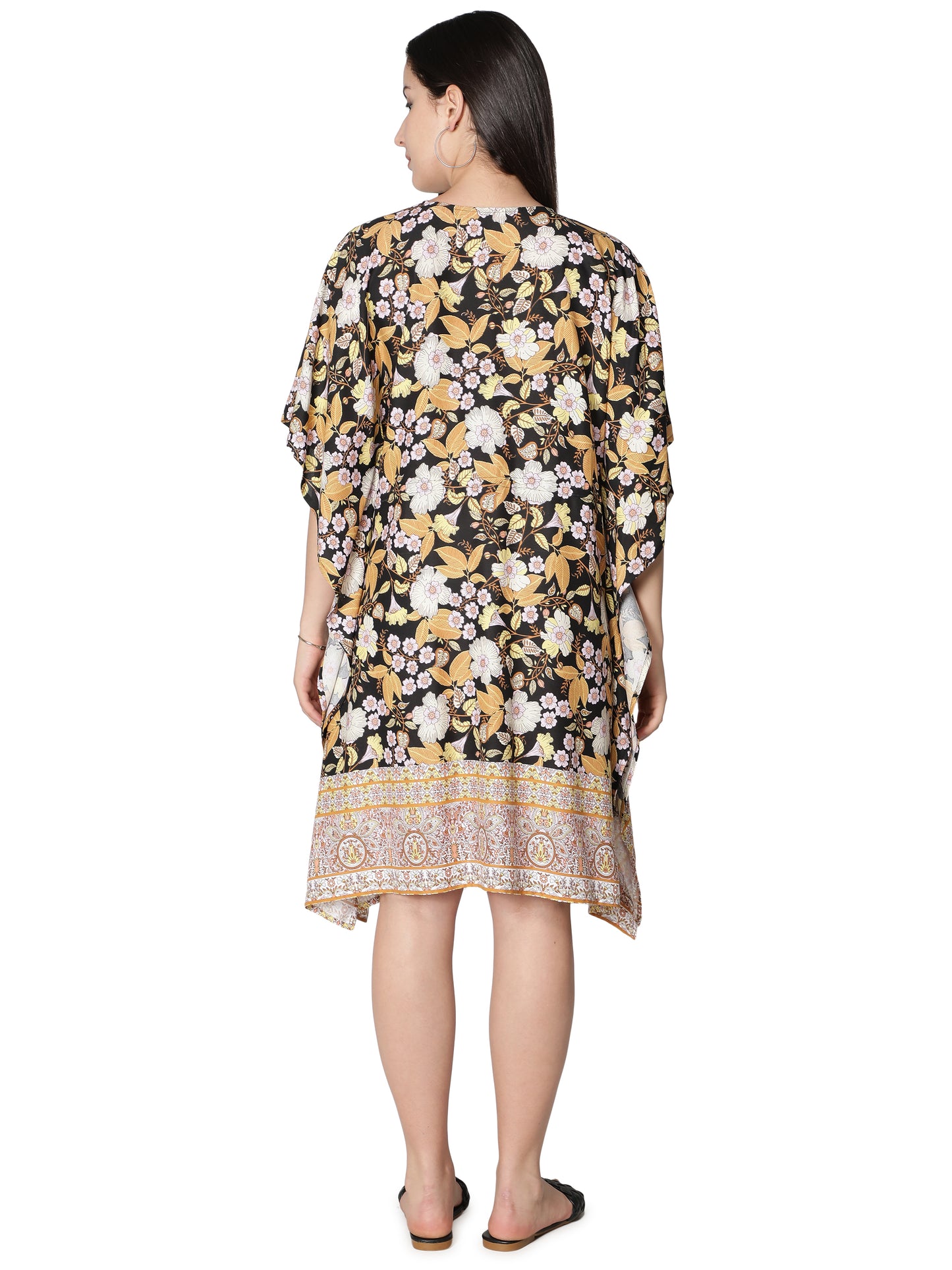 NUEVOSDAMAS Women Rayon Marble Printed Kaftan