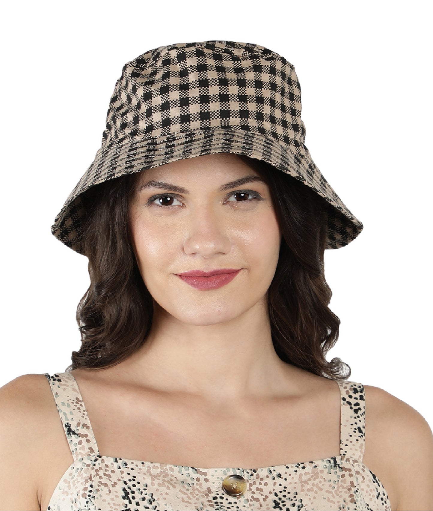 NUEVOSDAMAS Women Cotton Yarn Dyed Check Sun Hat