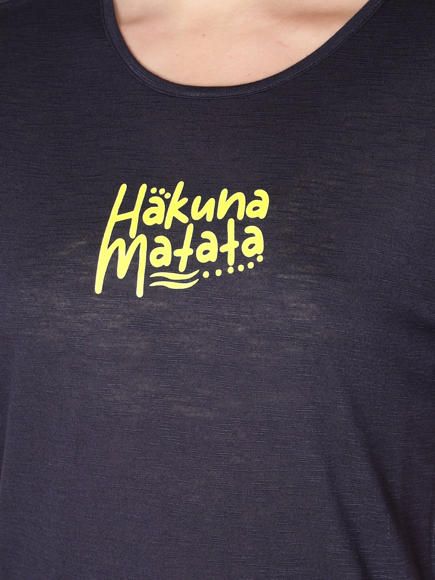 NUEVOSDAMAS Women Rayon Printed Blue T-Shirt