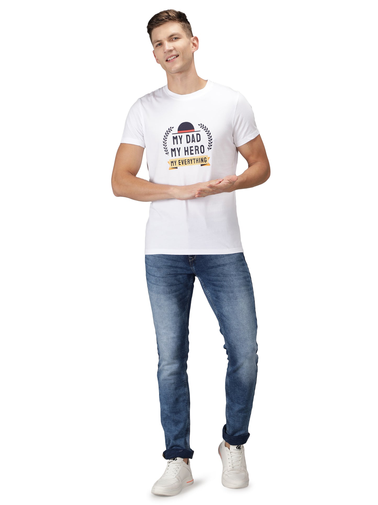 NUEVOSPORTA Men's Cotton Quote Printed White T-Shirt