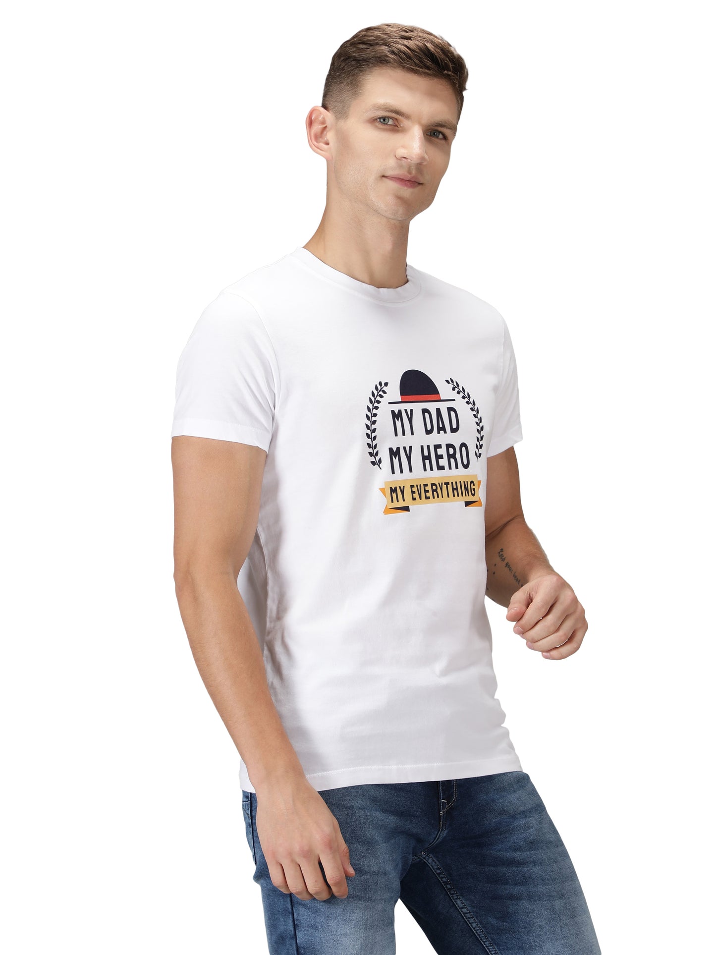 NUEVOSPORTA Men's Cotton Quote Printed White T-Shirt
