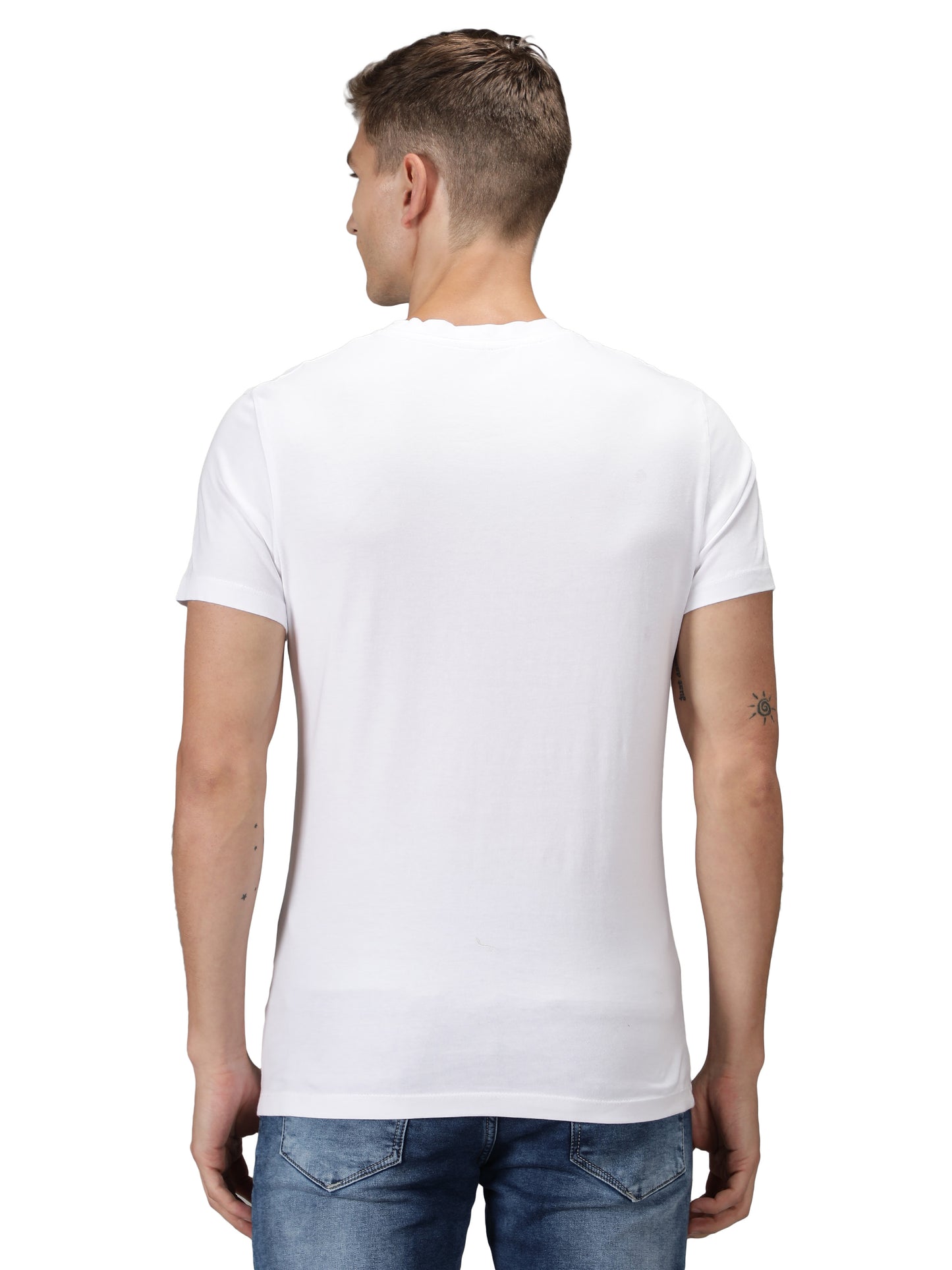 NUEVOSPORTA Men's Cotton Graphic Printed White T-Shirt
