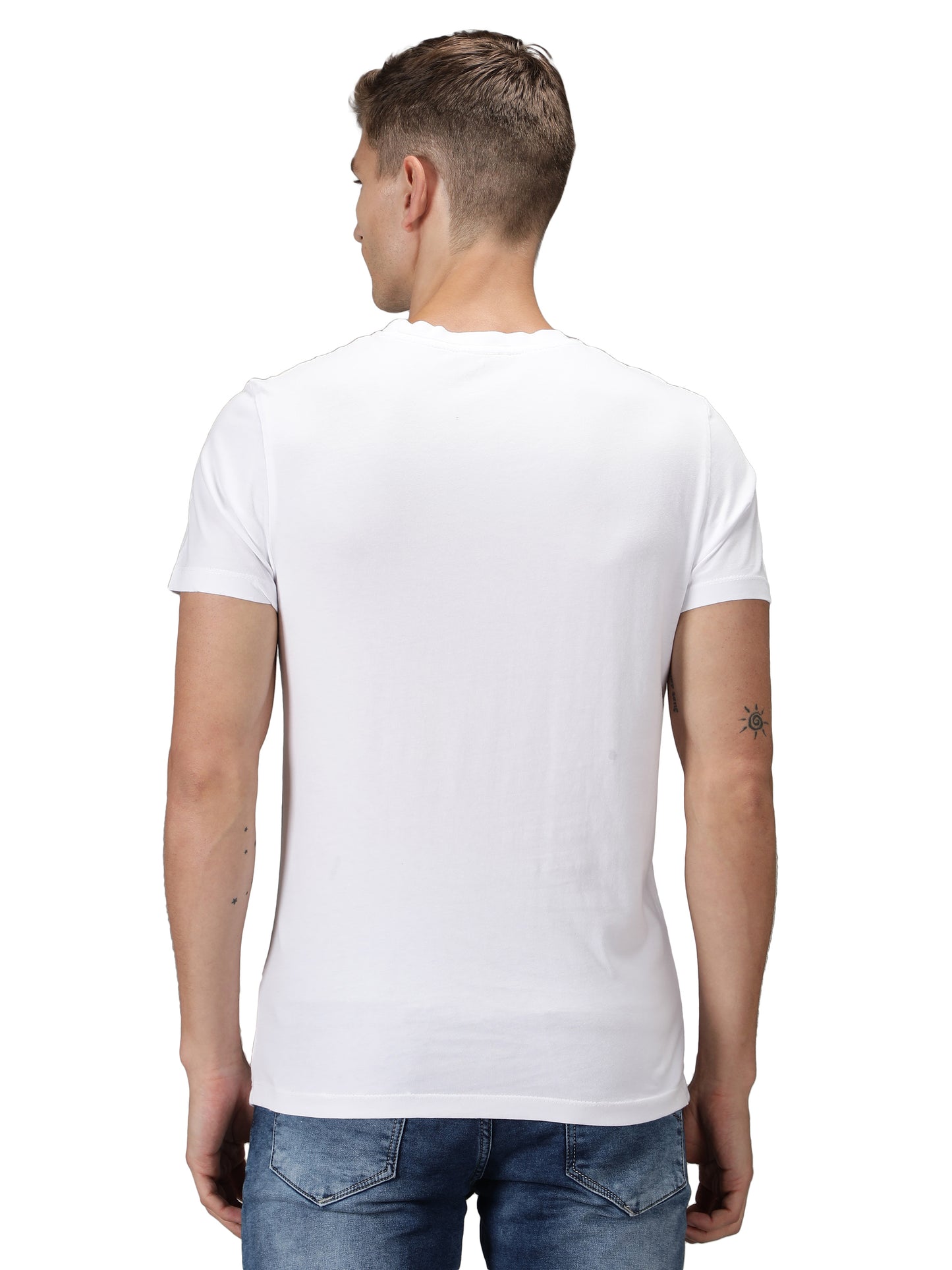 NUEVOSPORTA Men's Cotton Graphic Printed White T-Shirt