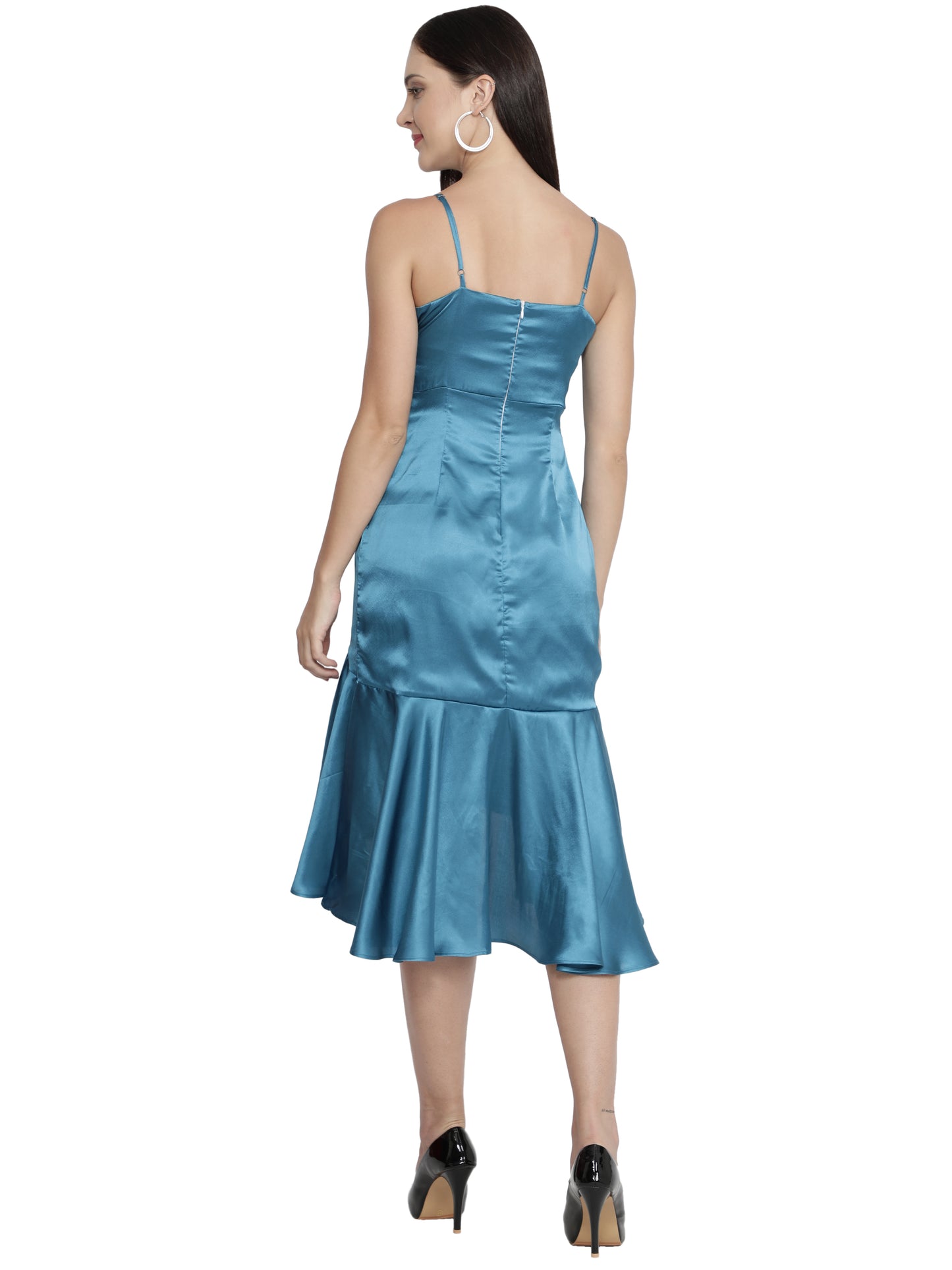 Women Ruffled Blue Dress freeshipping - NUEVOSDAMAS