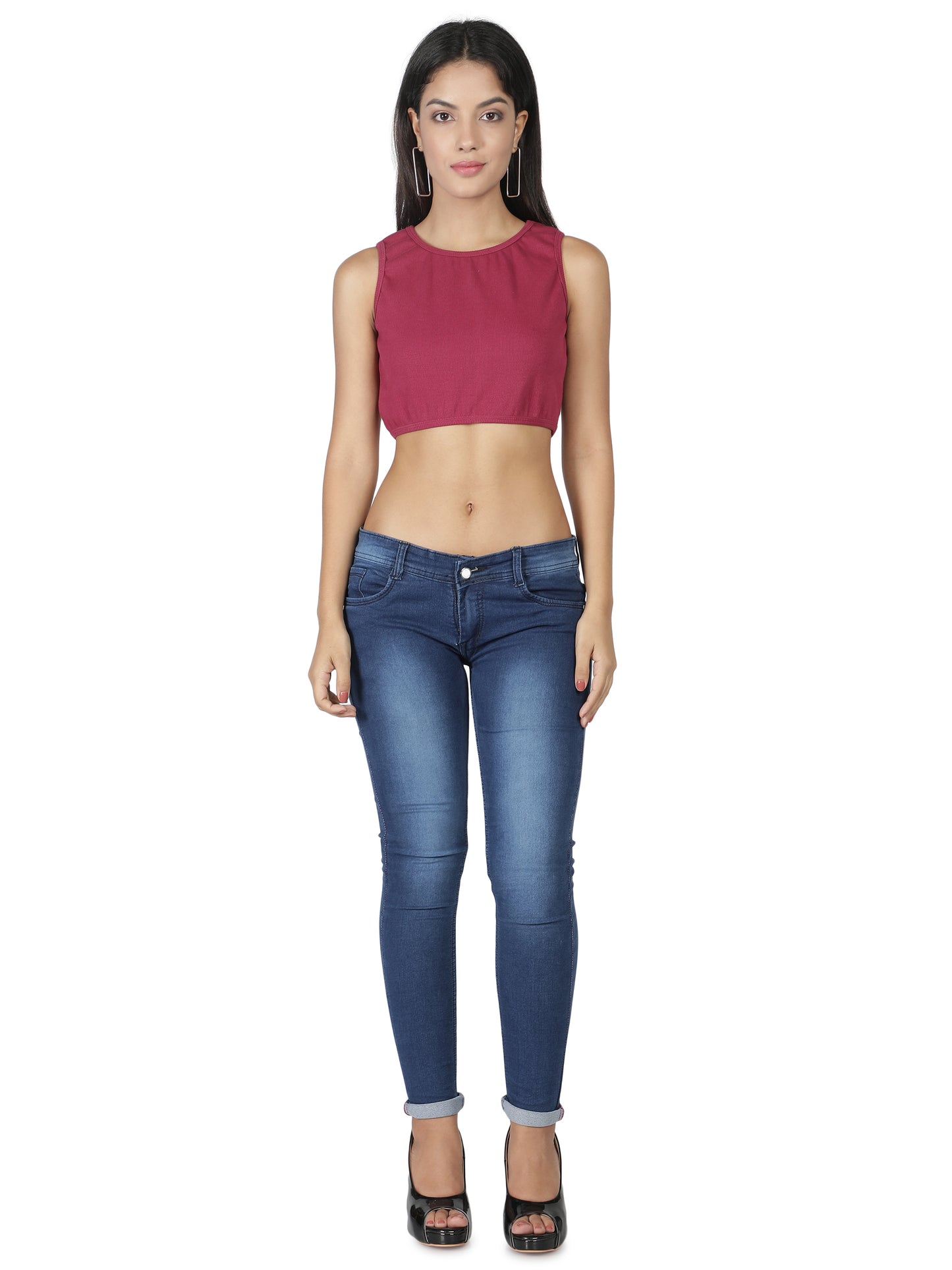 NUEVOSDAMAS Women Western Cotton Solid Tank Magenta Color Top