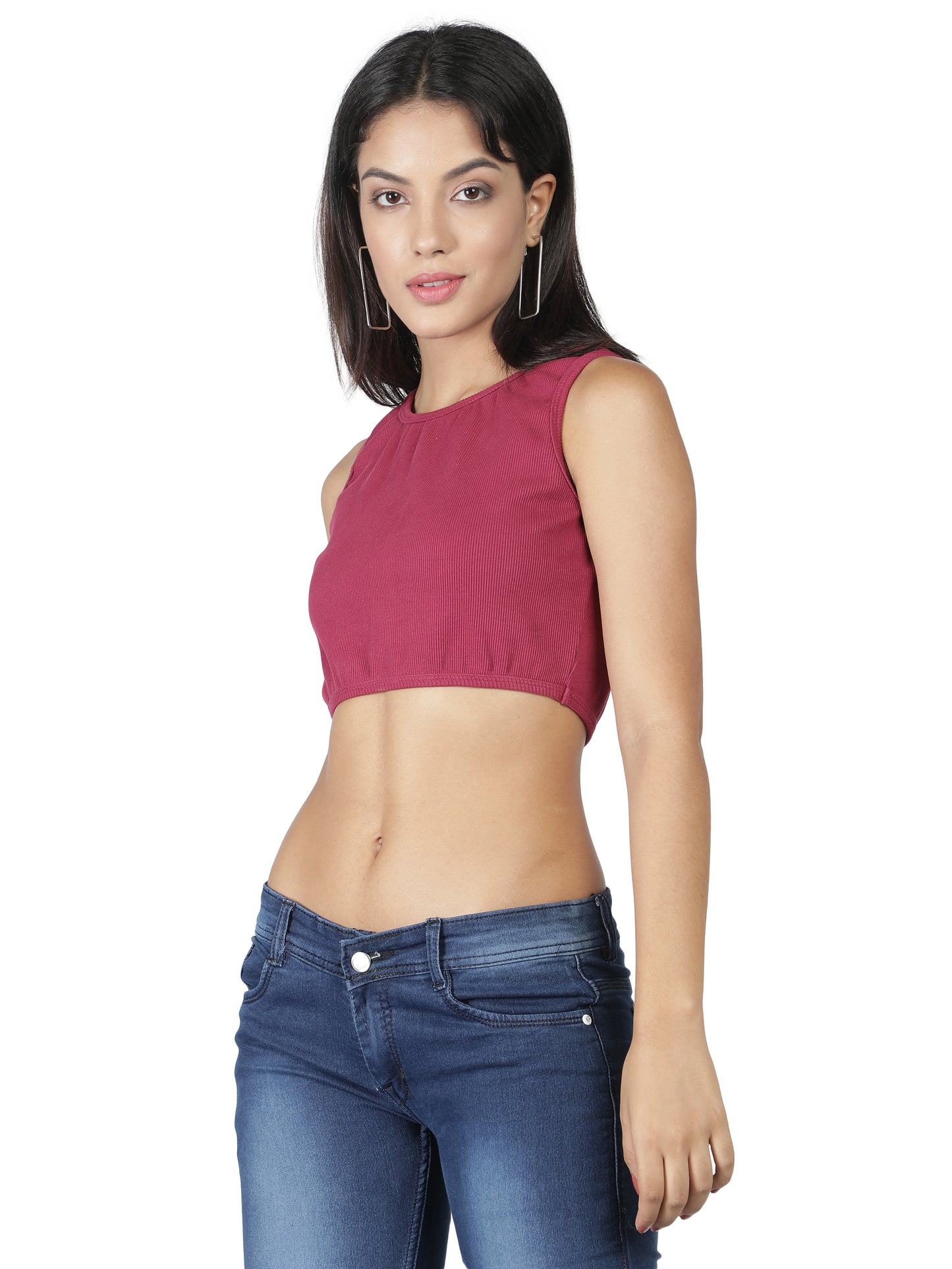 NUEVOSDAMAS Women Western Cotton Solid Tank Magenta Color Top