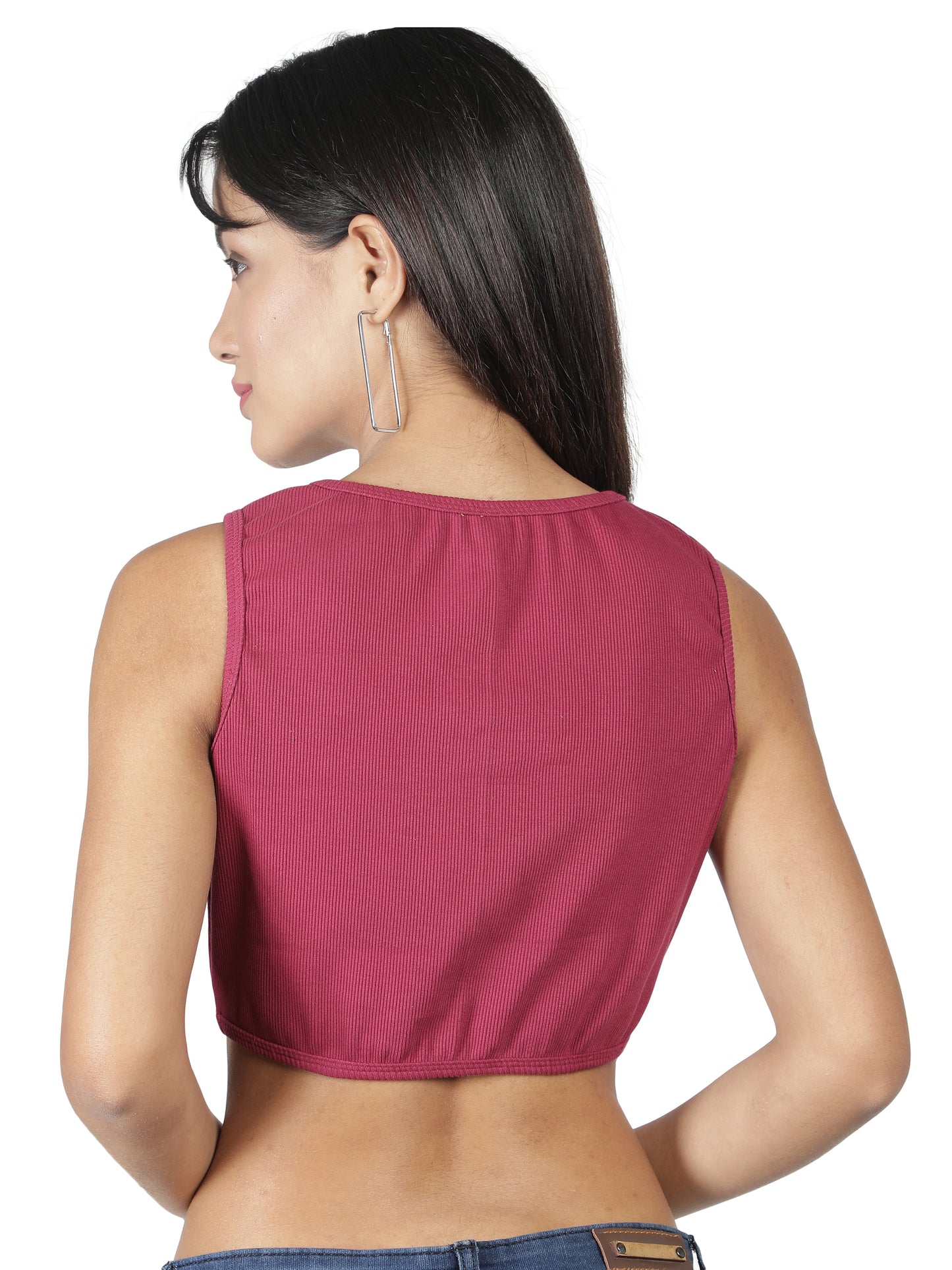 NUEVOSDAMAS Women Western Cotton Solid Tank Magenta Color Top