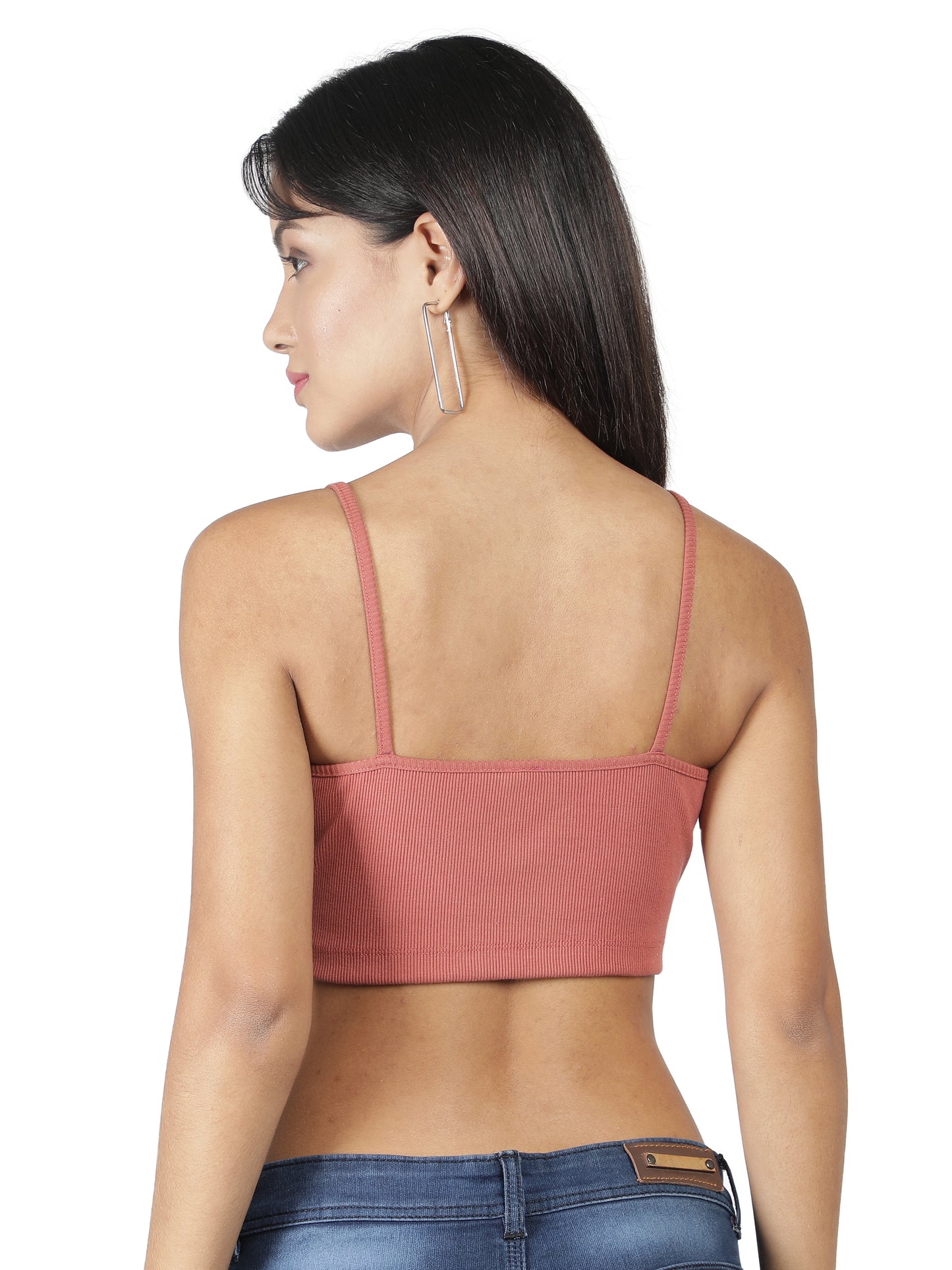 NUEVOSDAMAS Women Western Cotton Lycra Rib Solid Brown Bralette Bra