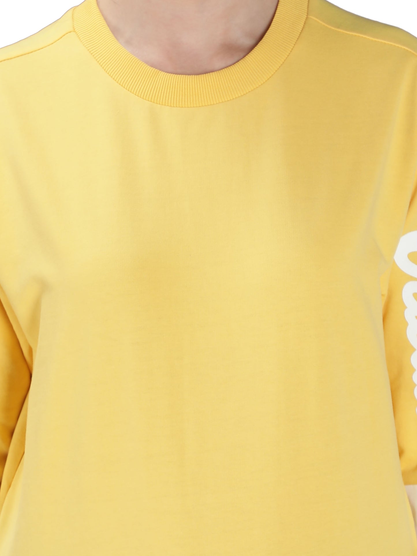 NUEVOSDAMAS Stripes Printed Yellow Sweatshirt