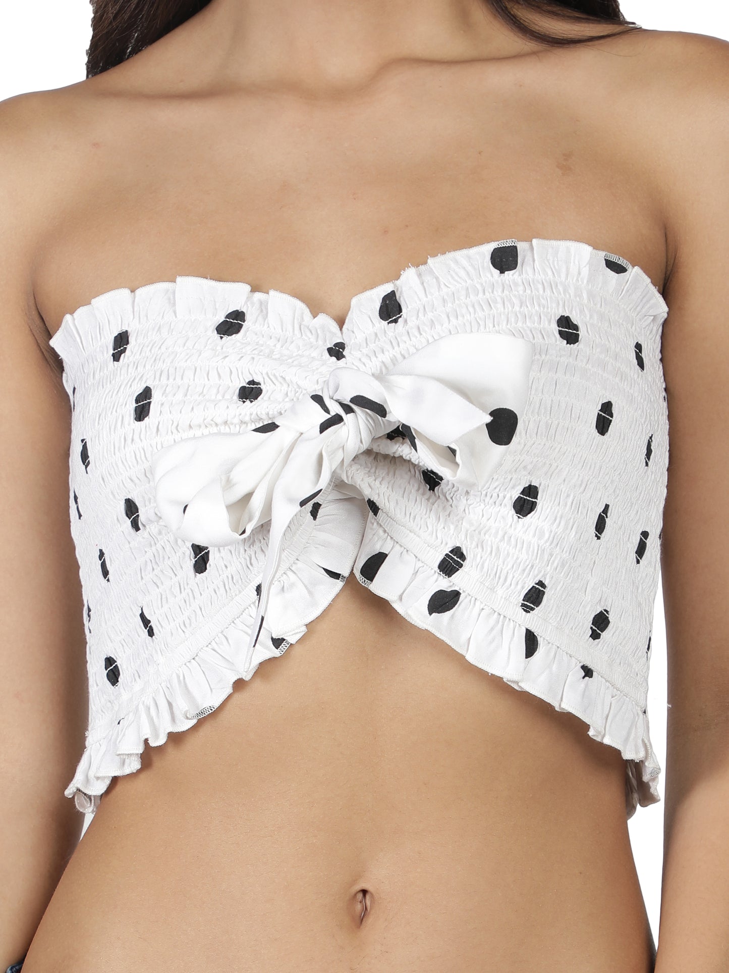 NUEVOSDAMAS Women Rayon Printed Tube Top (White)