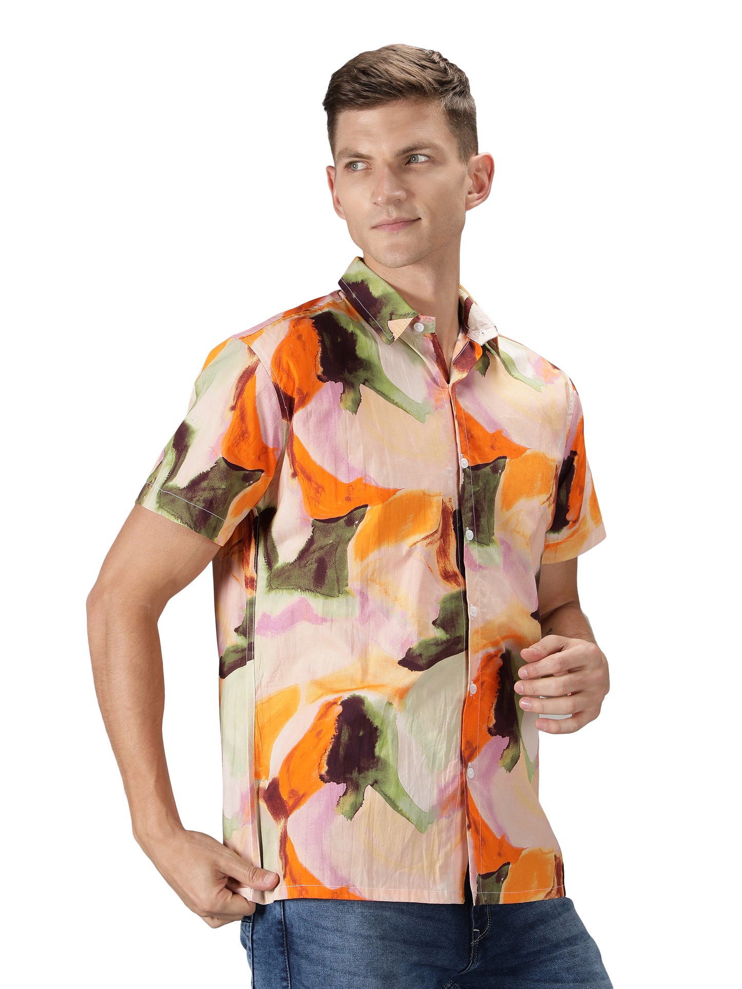 NUEVOSPORTA Men's Rayon Printed Multi Colour Shirt I HD Tropical Print Summer Wear Shirt