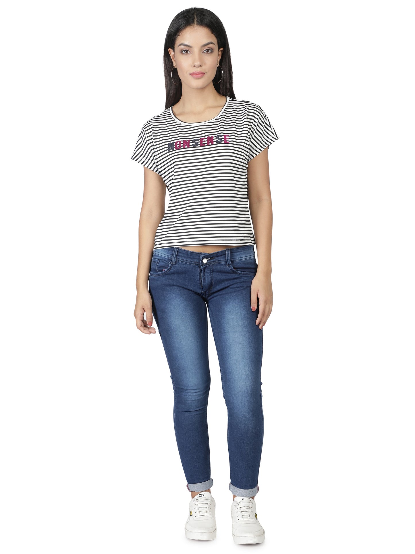 NUEVOSDAMAS Women Rayon Graphic Printed Black Top